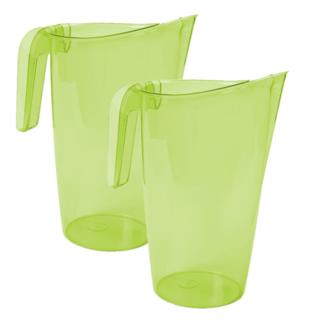 Hega Hogar Waterkan - 2x stuks - sapkan - groen - inhoud 1.75 liter - kunststof - karaf - pitcher -