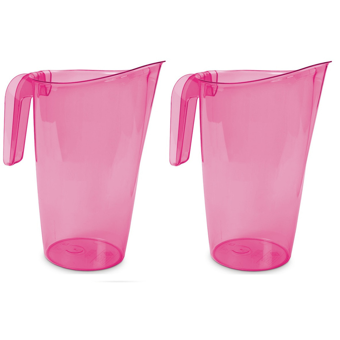 Hega Hogar Waterkan - 2x stuks - sapkan - roze - inhoud 1.75 liter - kunststof - karaf - pitcher -