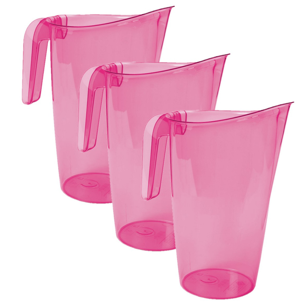 Hega Hogar Waterkan - 3x stuks - sapkan - roze - inhoud 1.75 liter - kunststof - karaf - pitcher -