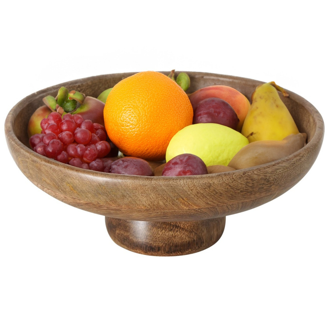 Boltze Fruitschaal/fruitmand - mango hout - D24 x H10 cm - bruin - Salade serveer schaal -