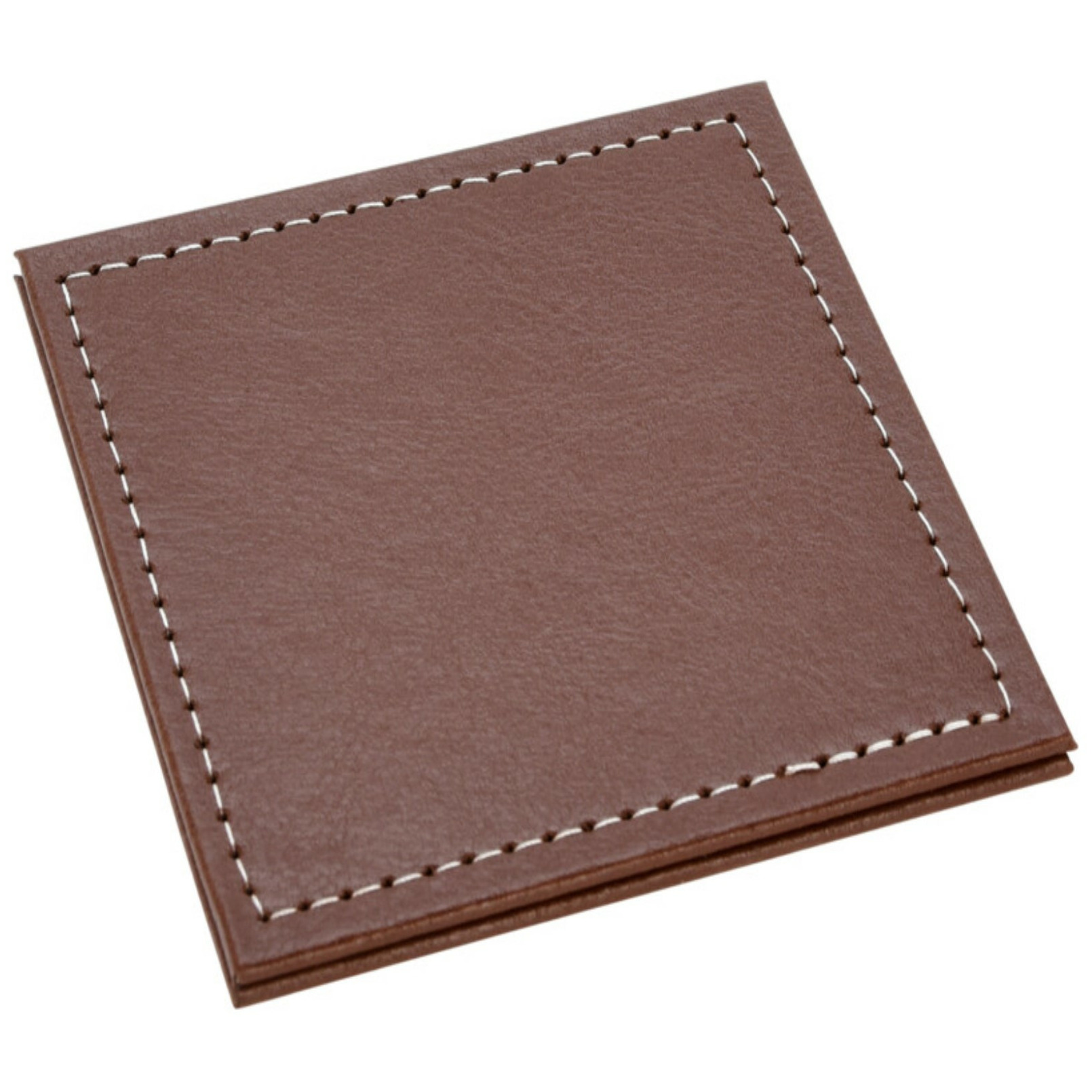 H&S Collection Glazen onderzetters - 4x stuks - bruin - kunstleder - 10 cm -