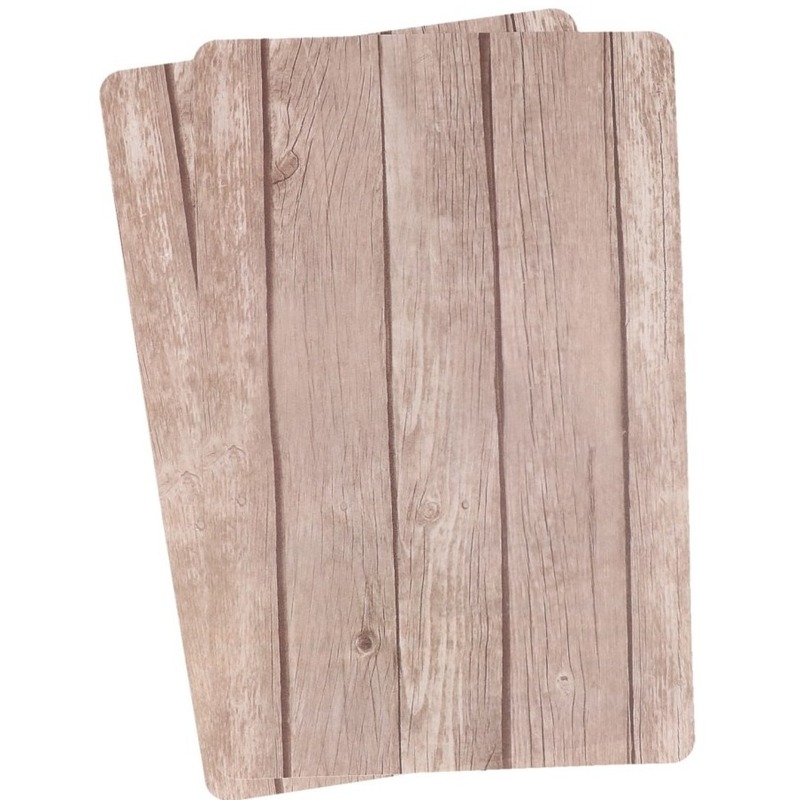 Cosy & Trendy Tafel Placemats - beige- houten planken print - pvc - x 28 cm - Onderleggers -