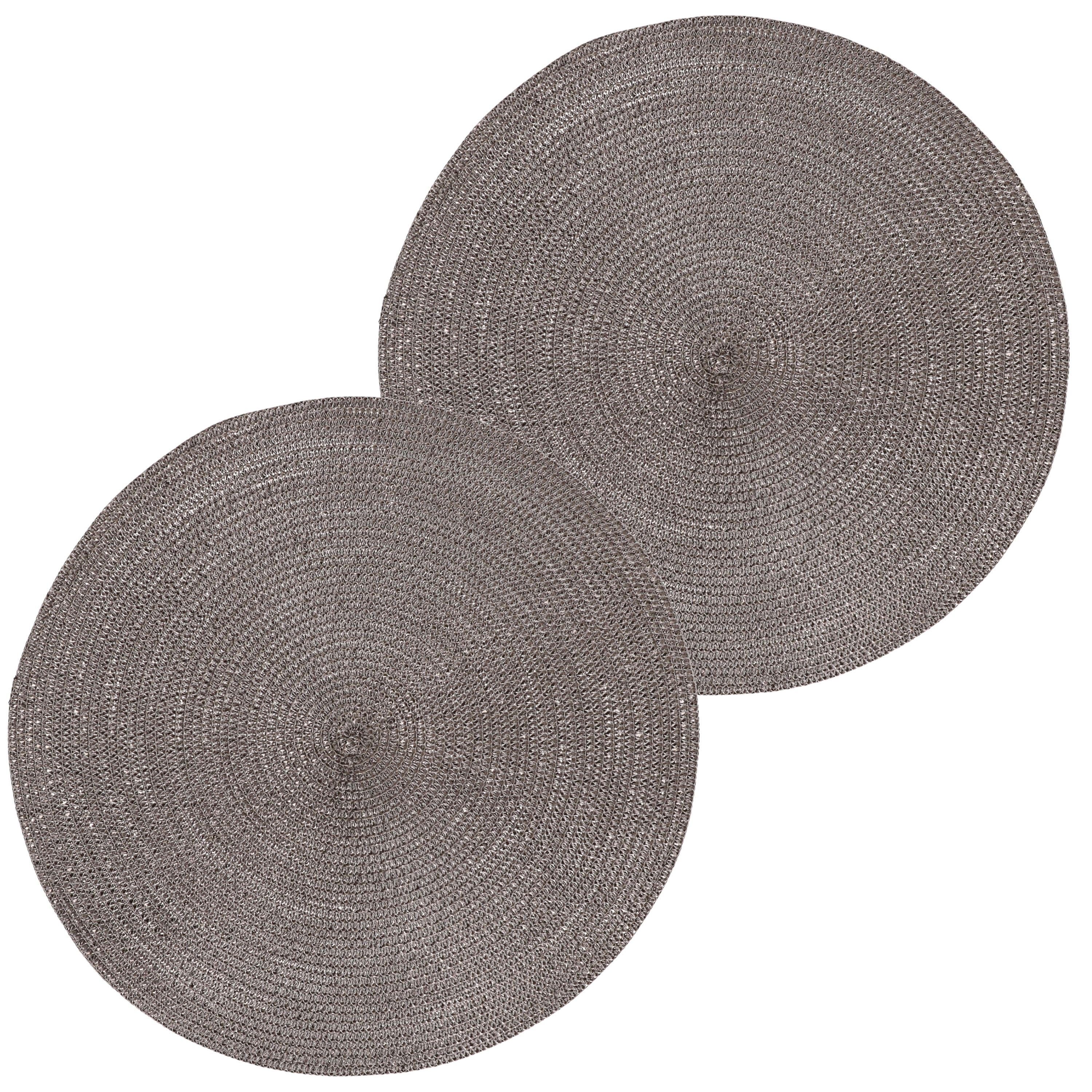 Merkloos Ronde tafel placemats - 2x - donkergrijs - cm - rotan look - kunststof - Onderleggers -