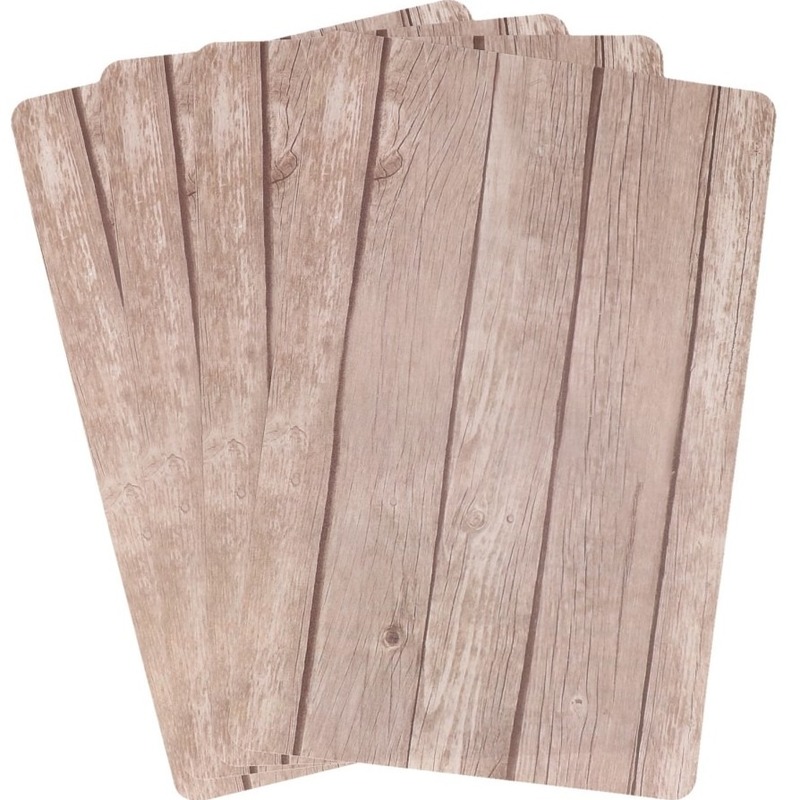 Merkloos 4x cosy & trendy tafel placemats - bruin- houten planken print - pvc - x 28 cm - onderleggers -