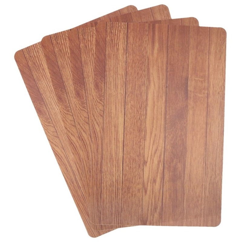 Cosy & Trendy 4x Placemats bruine hout print cm -