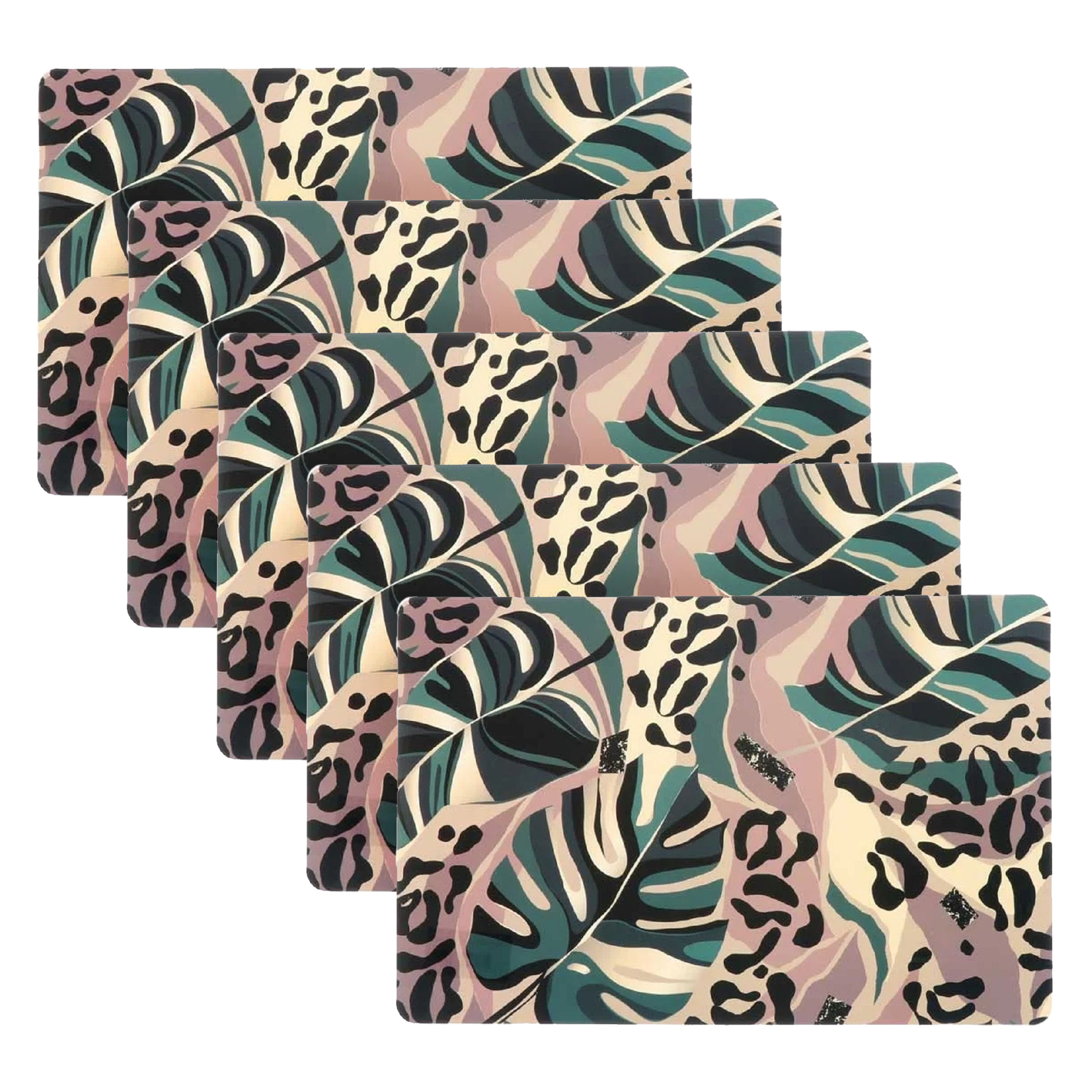 Unique Living Placemat Jungle - 10x - Monstera bladeren - x 28 cm - tafeldecoratie -