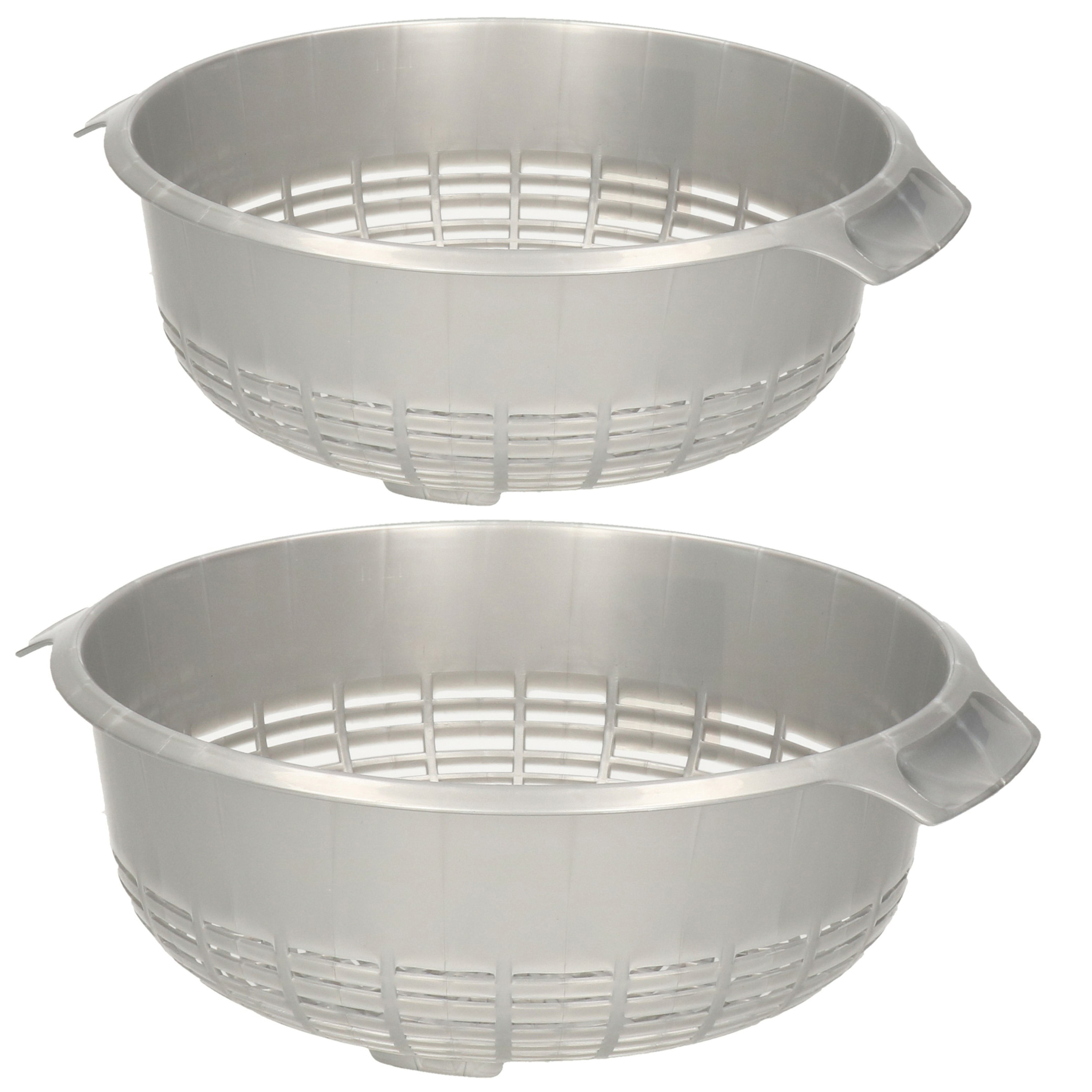 PlasticForte kunststof keuken vergieten - 2x stuks - zilvergrijs - 27 x 10 cm en 23 x 9 cm -