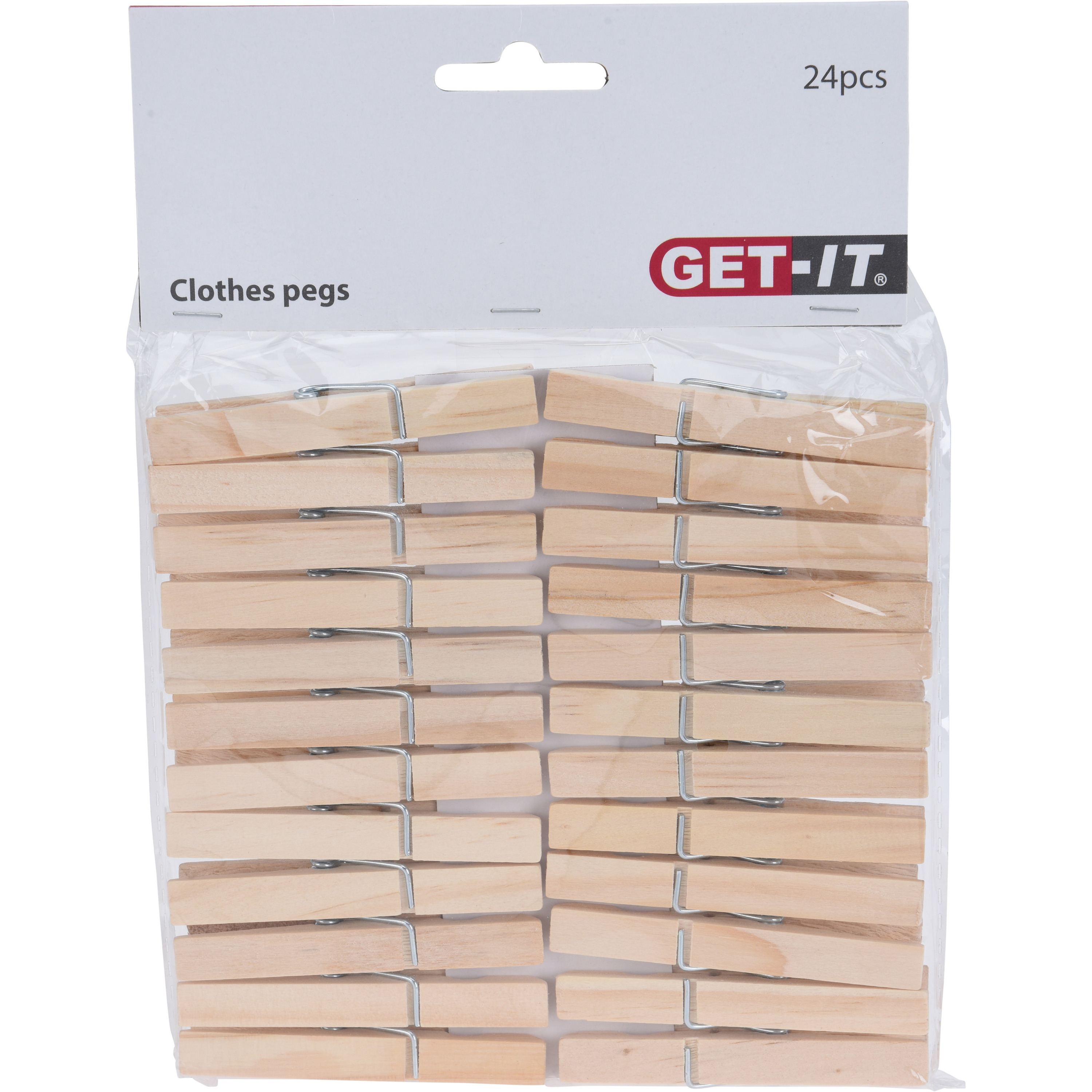 Get-it Wasknijpers naturel van hout - 24x stuks - 7,5 cm - Huishouding - De was doen -