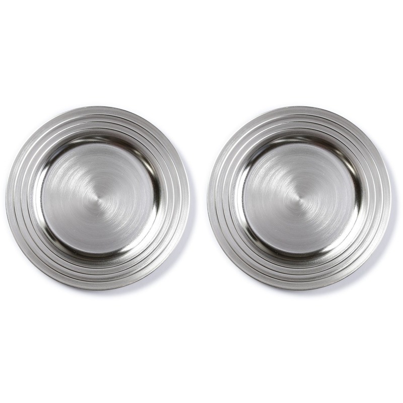 Inge-glas Onderborden - 8x - zilver - 33 cm - rond - kunststof - Diner/kerstdiner borden -