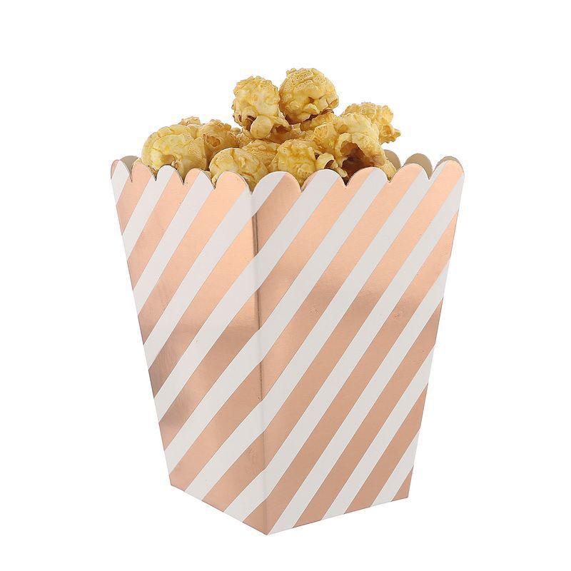 Art Lalic 8 stuks roségouden folie papieren feest popcorn dozen snoep snack gunst zakken bruiloft verjaardag film feest servies