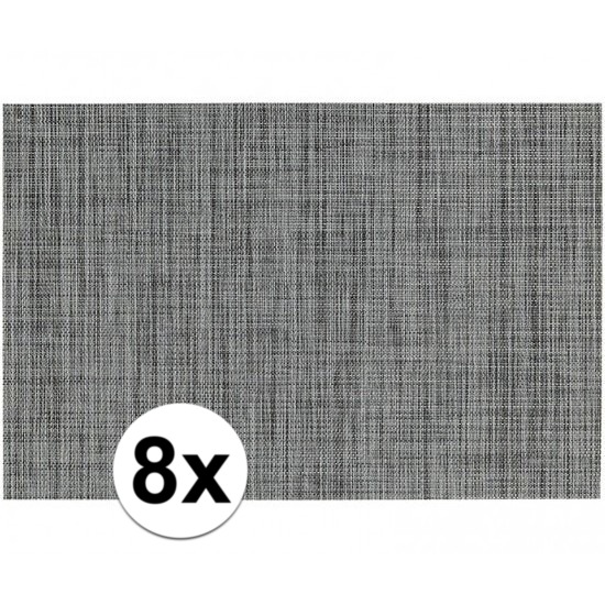 Merkloos Tafel Placemats jute grijs - 8x - geweven/gevlochten - 45 x 30 cm - Onderleggers - Tafel dekken -