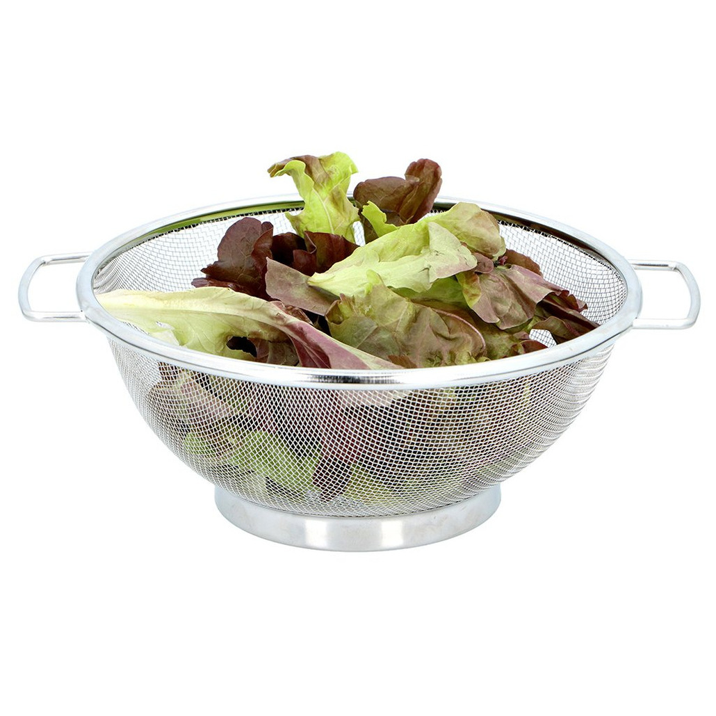 Merkloos Keuken vergiet/zeef - RVS - D20 x H8 cm - zilver -