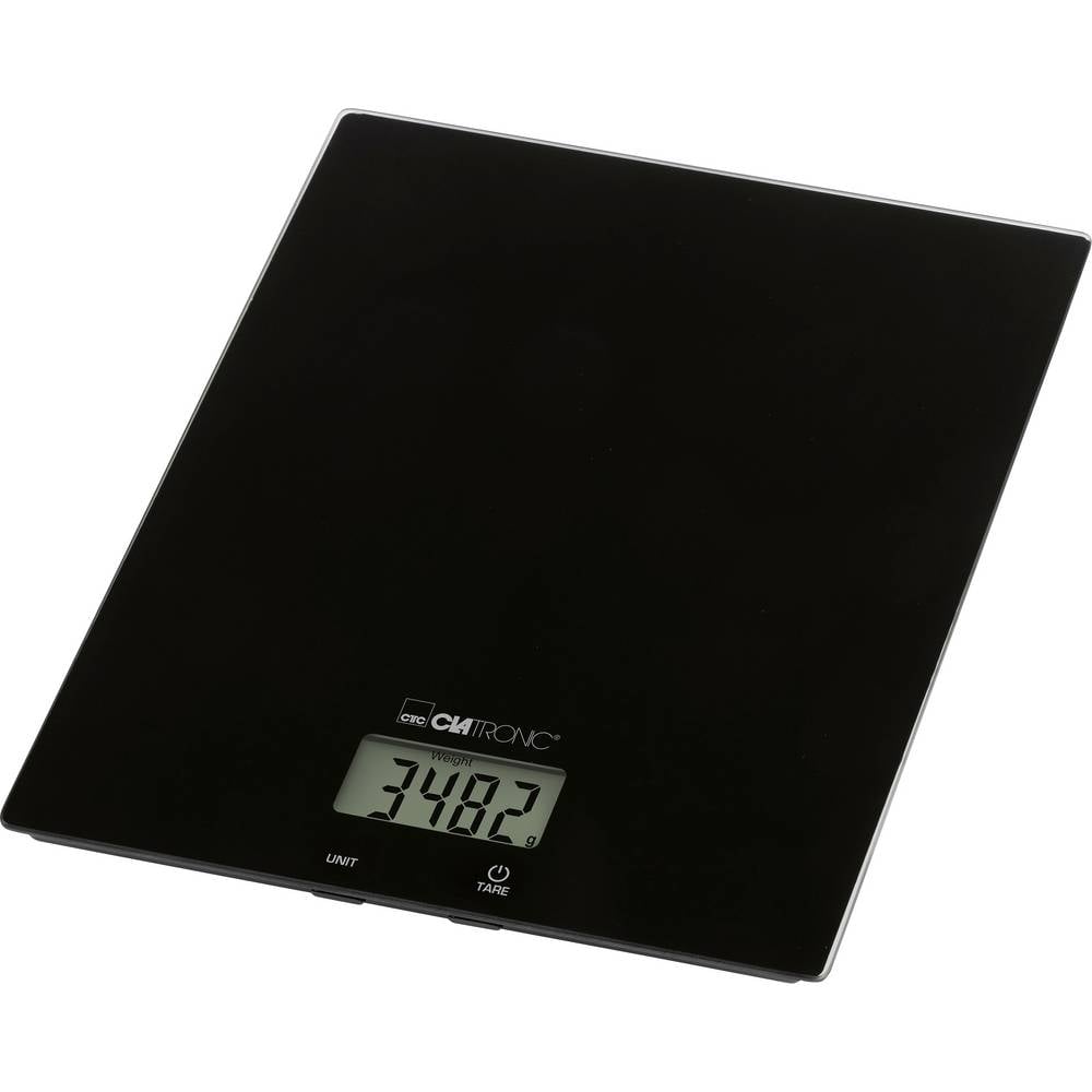Clatronic KW 3820 Glas schwarz Keukenweegschaal Digitaal Digitaal Weegbereik (max.)=5000 g Zwart 210 x 180 x 20