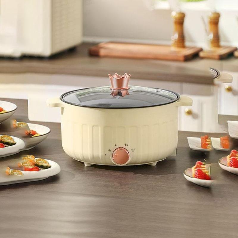 Dongfang HOME Elektrische pot Multifunctionele slaapzaal Elektrisch fornuis Elektrische koekenpan Huishoudelijke geïntegreerde pan Antiaanbakpan Elektrische koekenpan geel