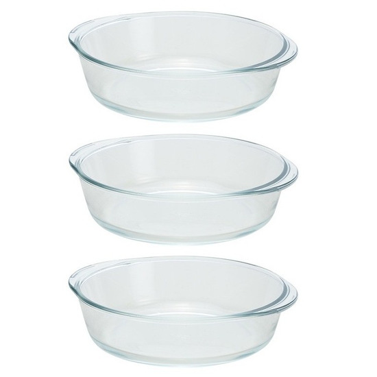 Merkloos 3x Ovenschalen rond glas 1,5 liter -