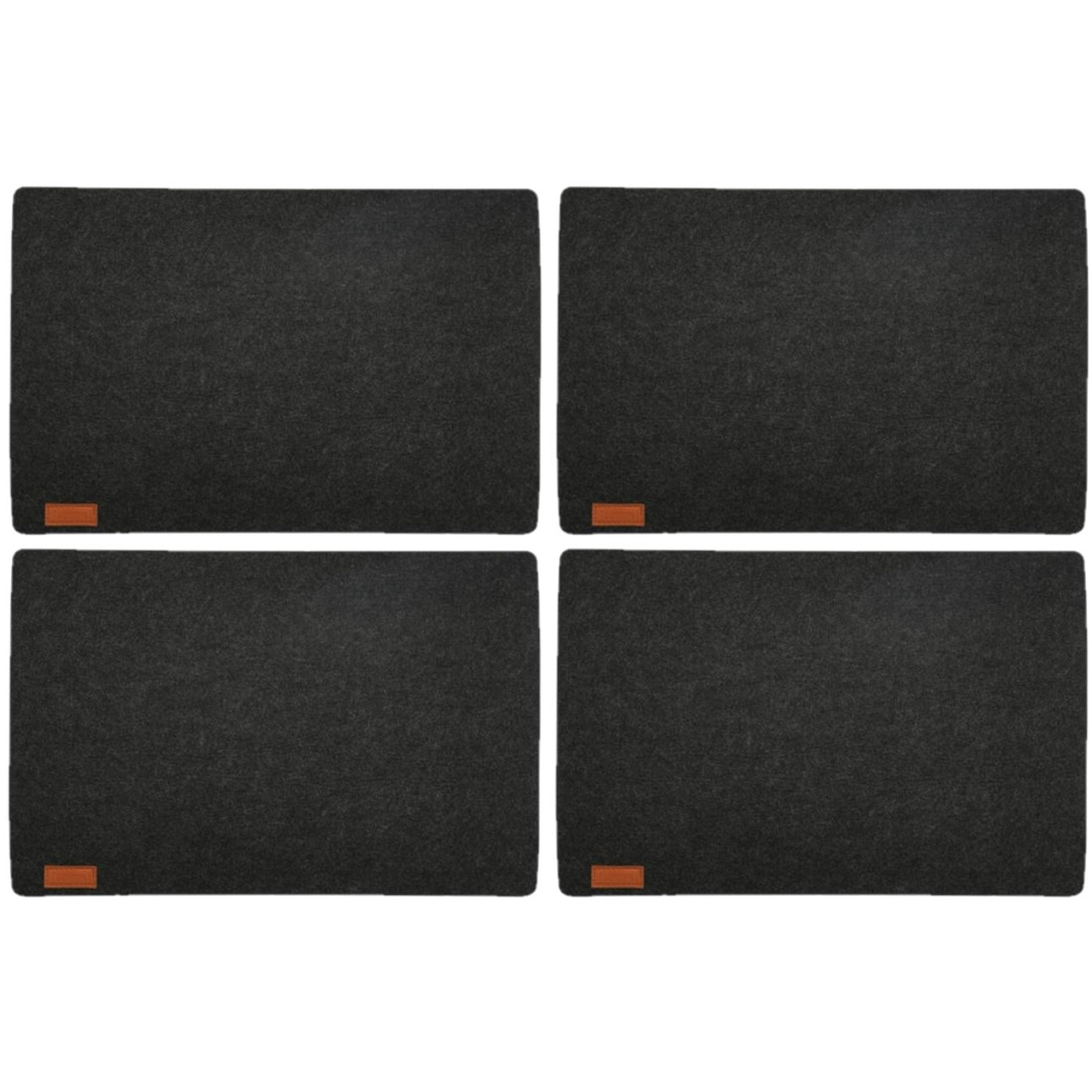 Cepewa Placemats/onderleggers voor op tafel - 8x stuks - antraciet - 30 x 45 cm - met ronde hoeken -
