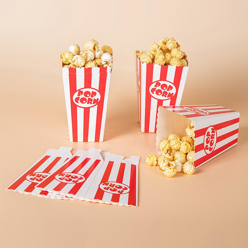 Upright 12 Stuks Gestreepte Popcorn Papier Dozen Emmers Rood Witte Strepen Zakken Snack Containers Voor Baby Shower Verjaardagen Feestartikelen