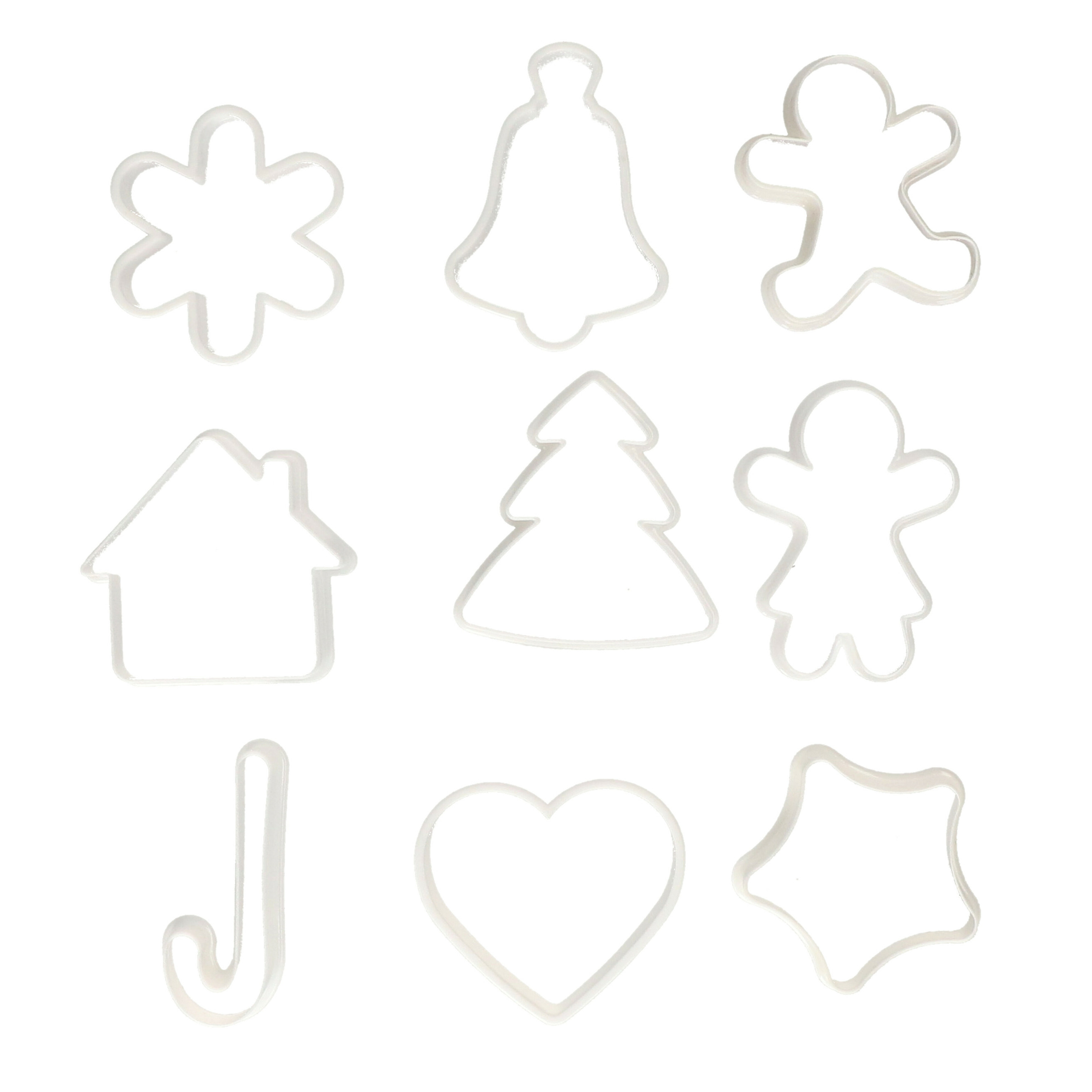 Gerimport Koekvormpjes - uitsteekvormpjes - kerst thema - 9x stuks - kunststof -
