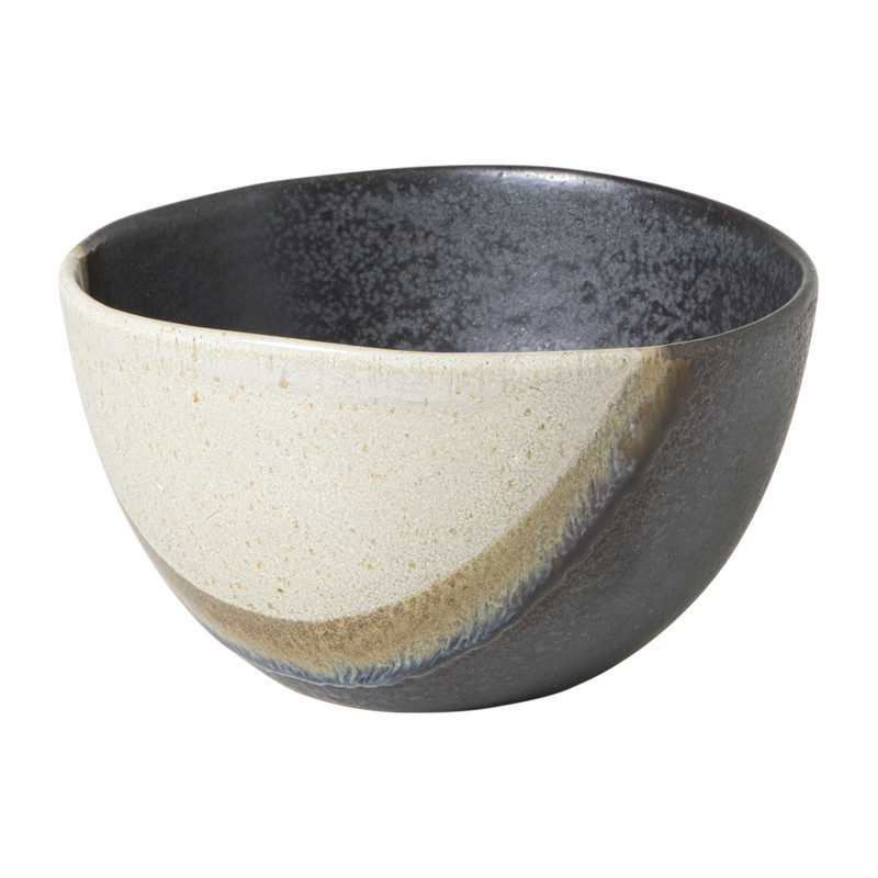 Xenos Schaaltje cortado groot - beige/zwart - ø15x6 cm