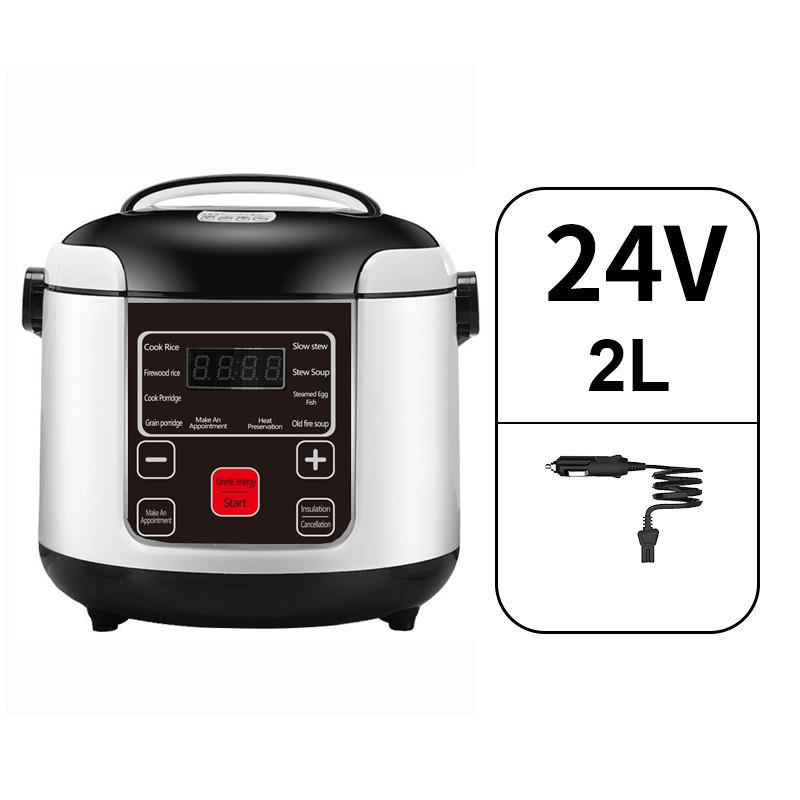 DC-HOME-4 12V 24V Elektrische Rijstkoker Auto Vrachtwagen Multicooker Soep Pap Koken Voedselstomer 2L Elektrische lunchbox Thuis Rijstkokers