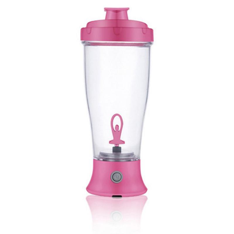 CUCU 350 ml elektrische eiwitshakerfles, automatische zelfroerende draagbare mok, milkshake, koffiemelk 301-400ml roze