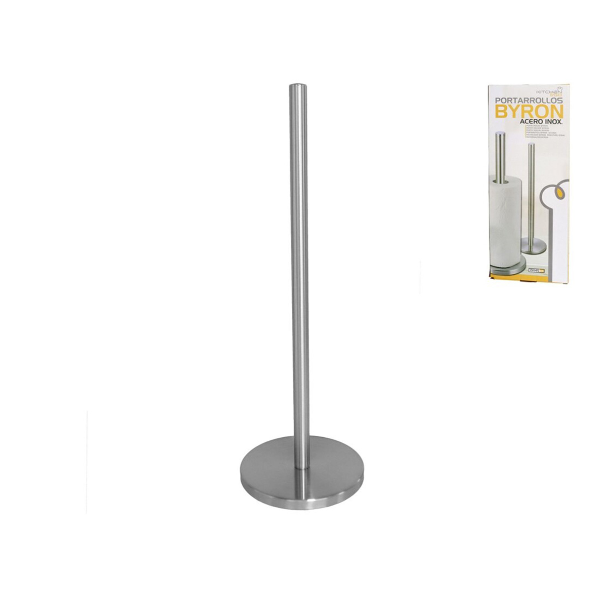 Gerimport Keukenrollen houder - rvs - zilverkleurig - H45 cm - luxe tafel model -