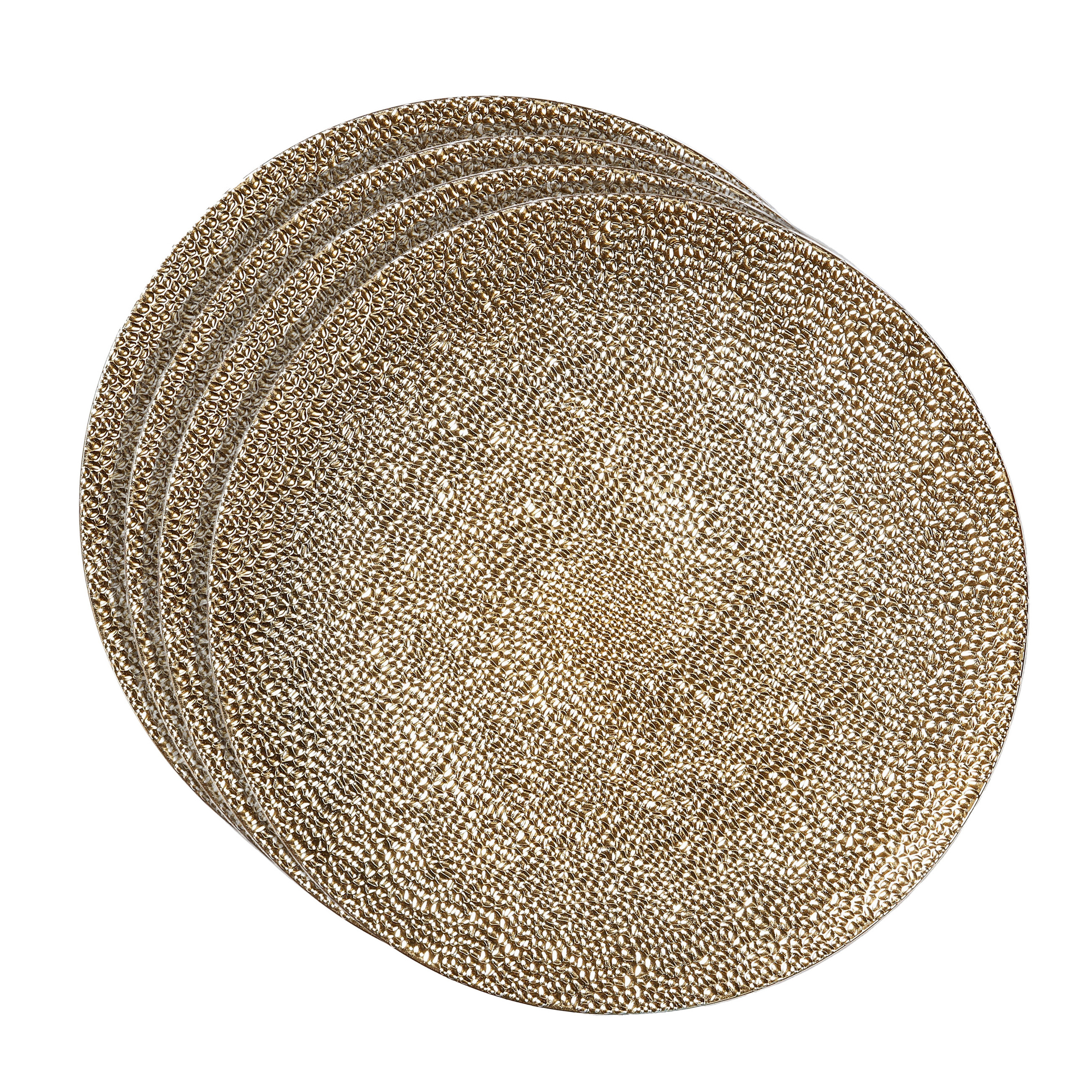 Bellatio Decorations Set van 4x stuks inge christmas kaarsbord - goud - kunststof - 33 cm - onderbord - kaarsen plateau - -