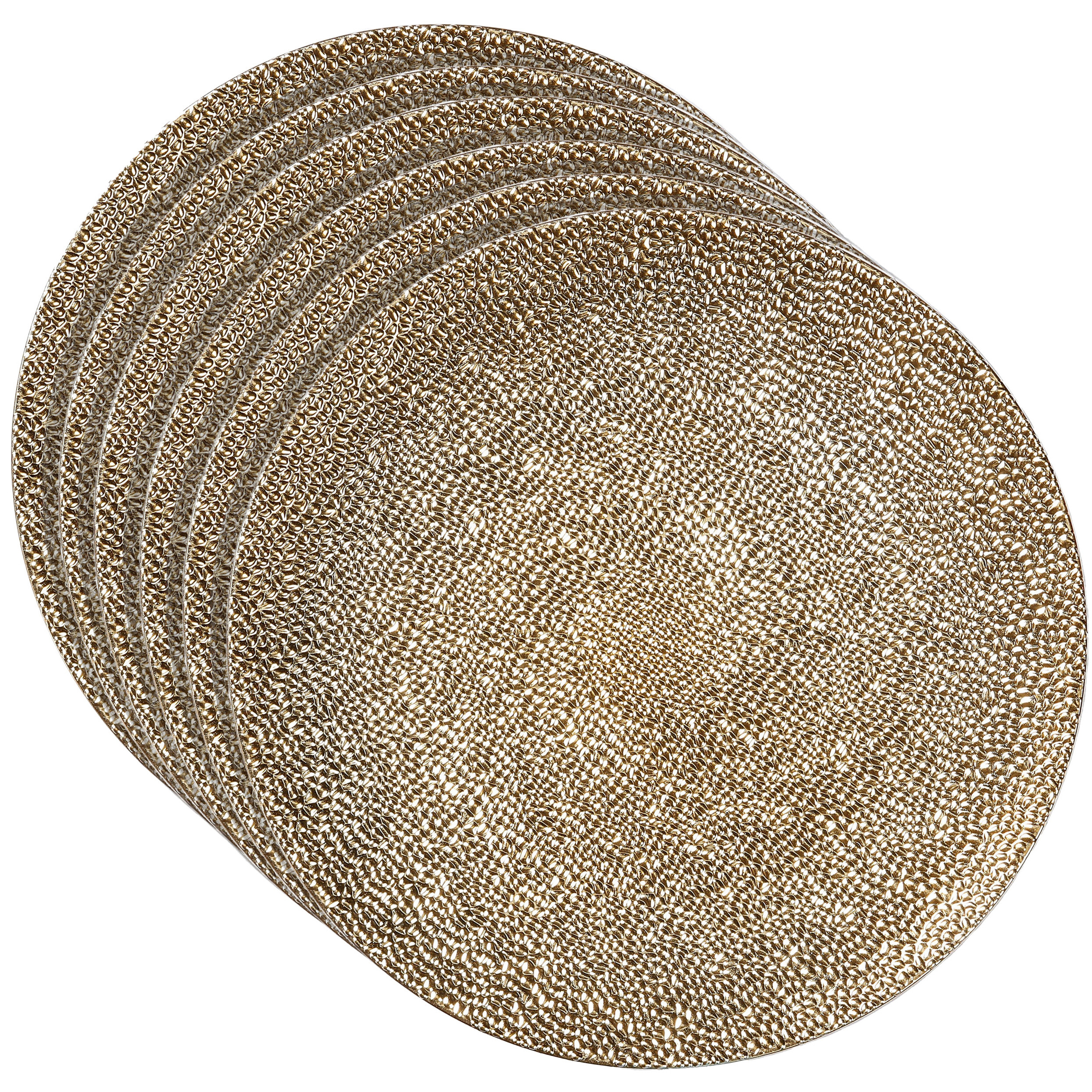 Bellatio Decorations Set van 6x stuks inge christmas kaarsbord - goud - kunststof - 33 cm - onderbord - kaarsen plateau - -