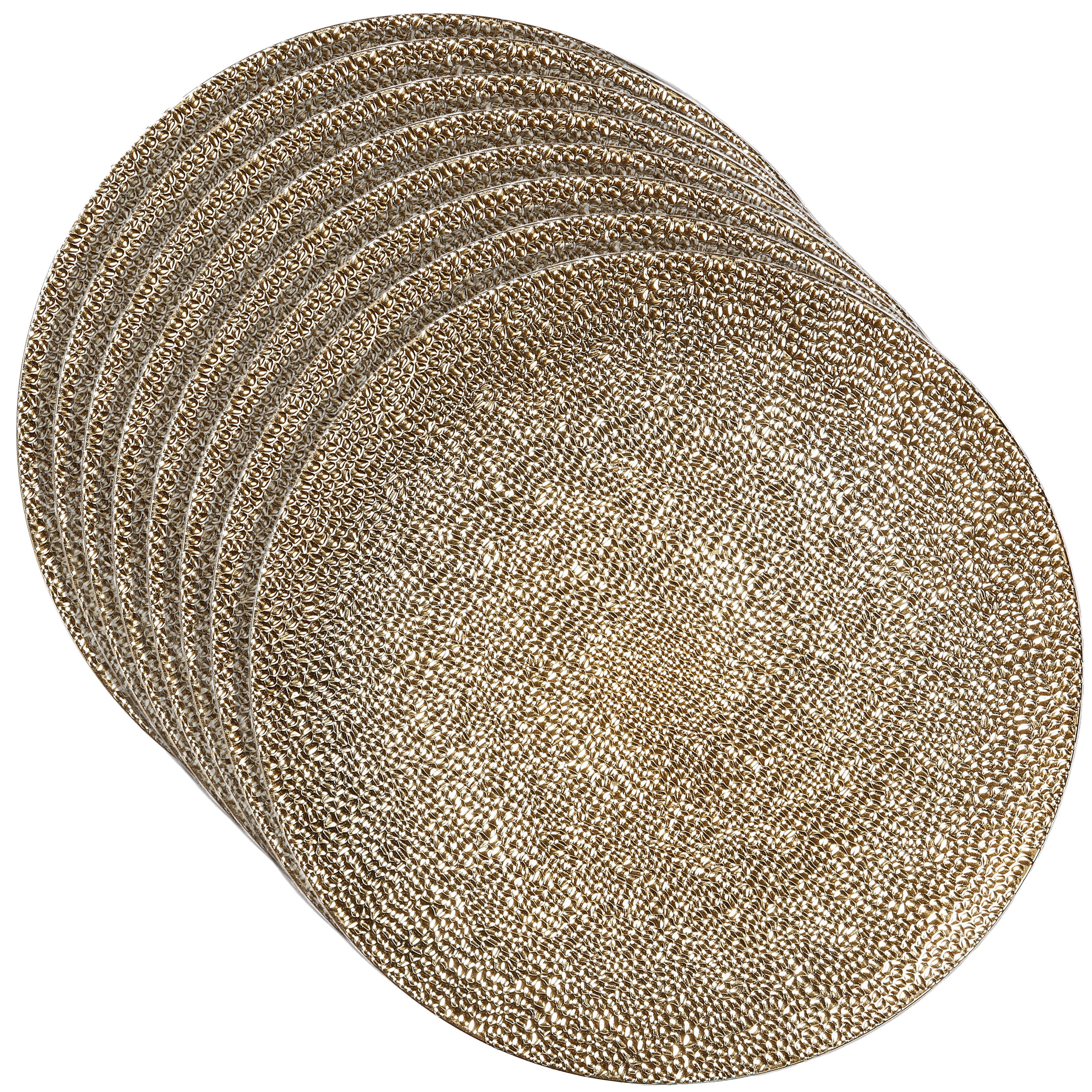 Bellatio Decorations Set van 8x stuks inge christmas kaarsbord - goud - kunststof - 33 cm - onderbord - kaarsen plateau - -