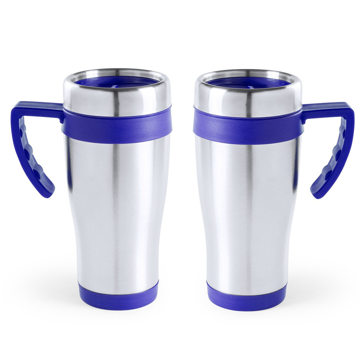 Carson 5x stuks rVS thermosbeker/warm houd koffiebeker blauw 500 ml -