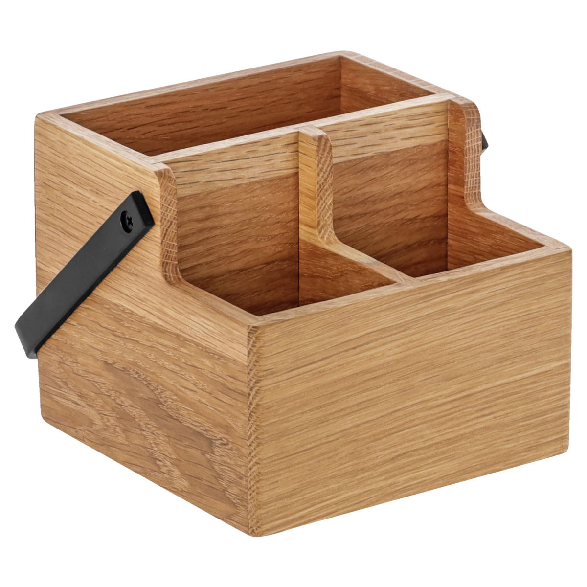 Vega Bestekbak Esino met twee niveaus en handgrepen; 14.4x15.6x12 cm (LxBxH); eiken/zwart