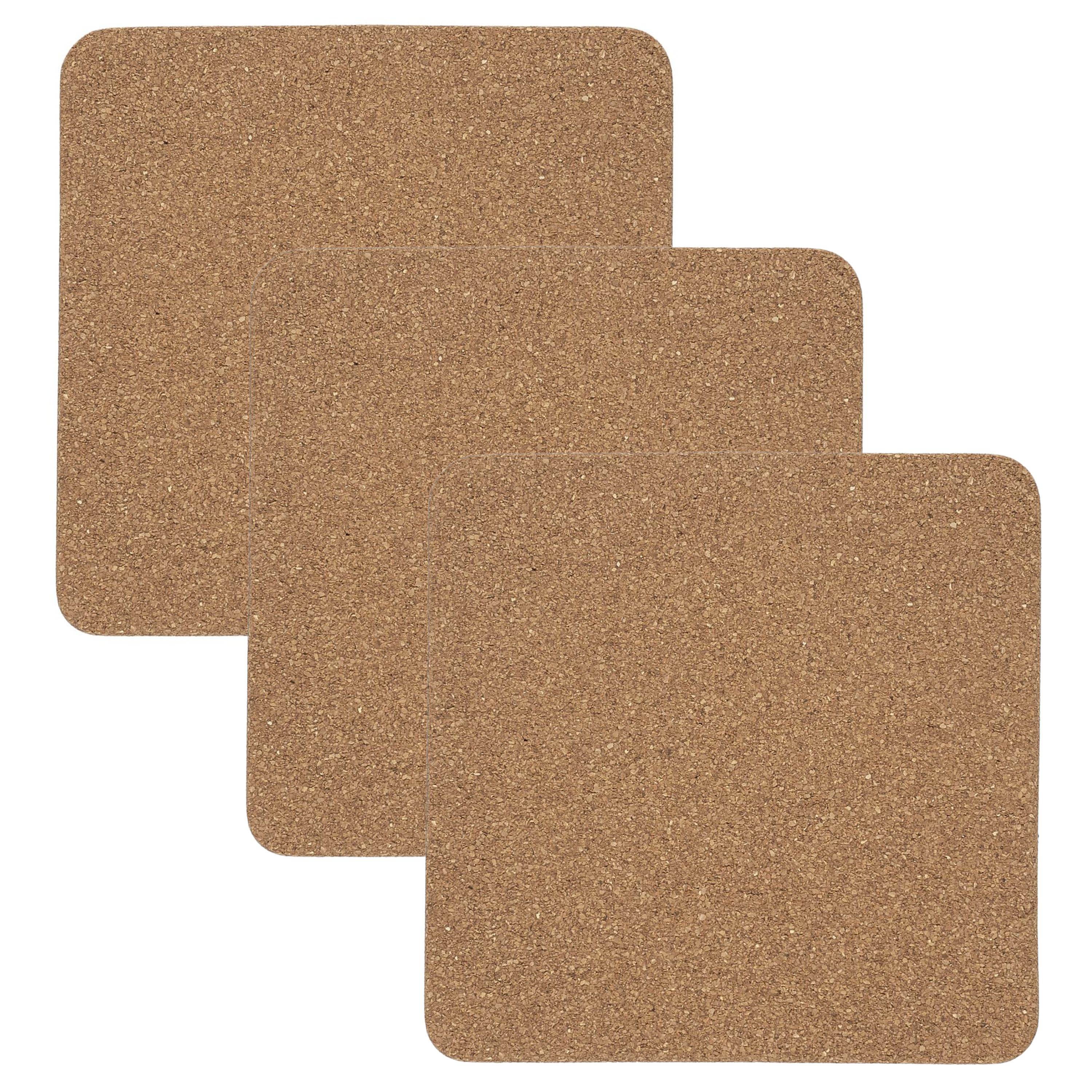 Cook Concept Onderzetter - 3x - kurk - vierkant - D19 cm - voor pannen - hittebestendig -