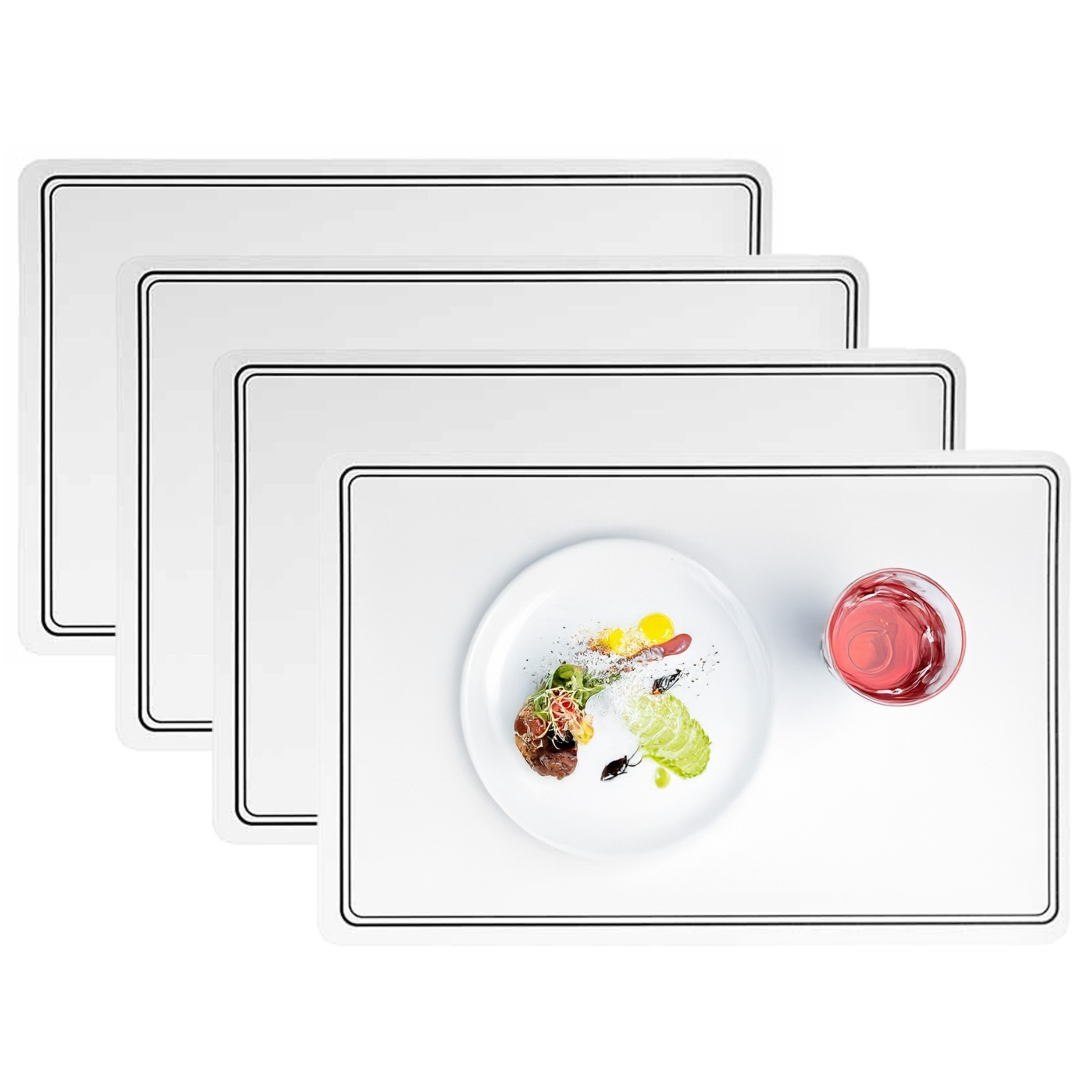 Cosy & Trendy Cosy en Trendy tafel placemat Renee - 12x - PU-leer/leer look - wit - 43 x 30 cm - tafel onderlegger -