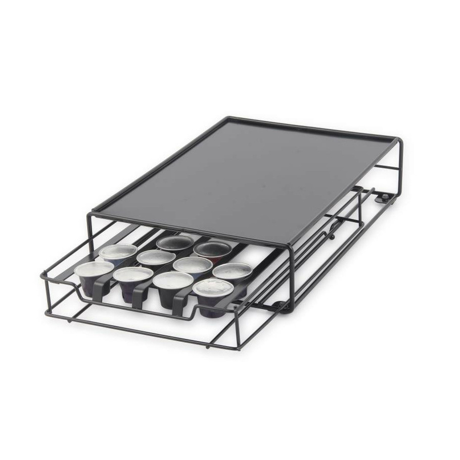Items Koffie cup/capsule houder/dispenser - metaal - zwart - 31 x 21 cm -