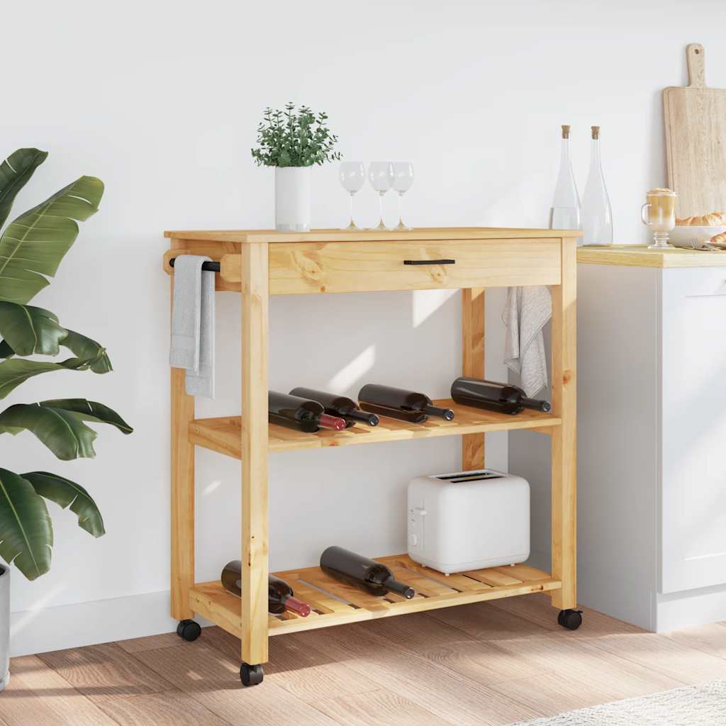 vidaXL Keukentrolley MONZA 84x40x90 cm massief grenenhout
