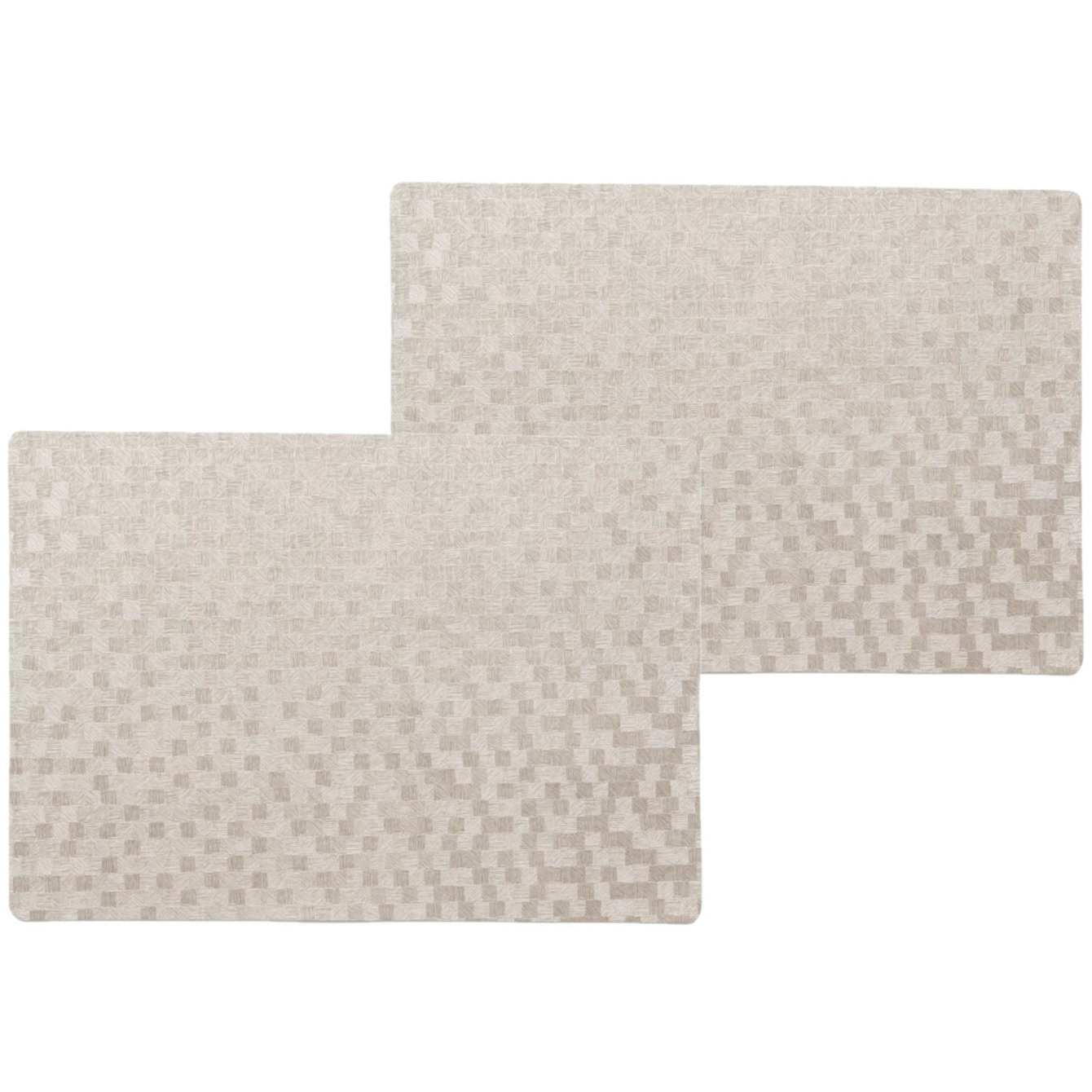 Wicotex luxe tafel placemats Stones - 10x stuks - PVC - taupe - 30 x 43 cm - met anti slip - en PU c -