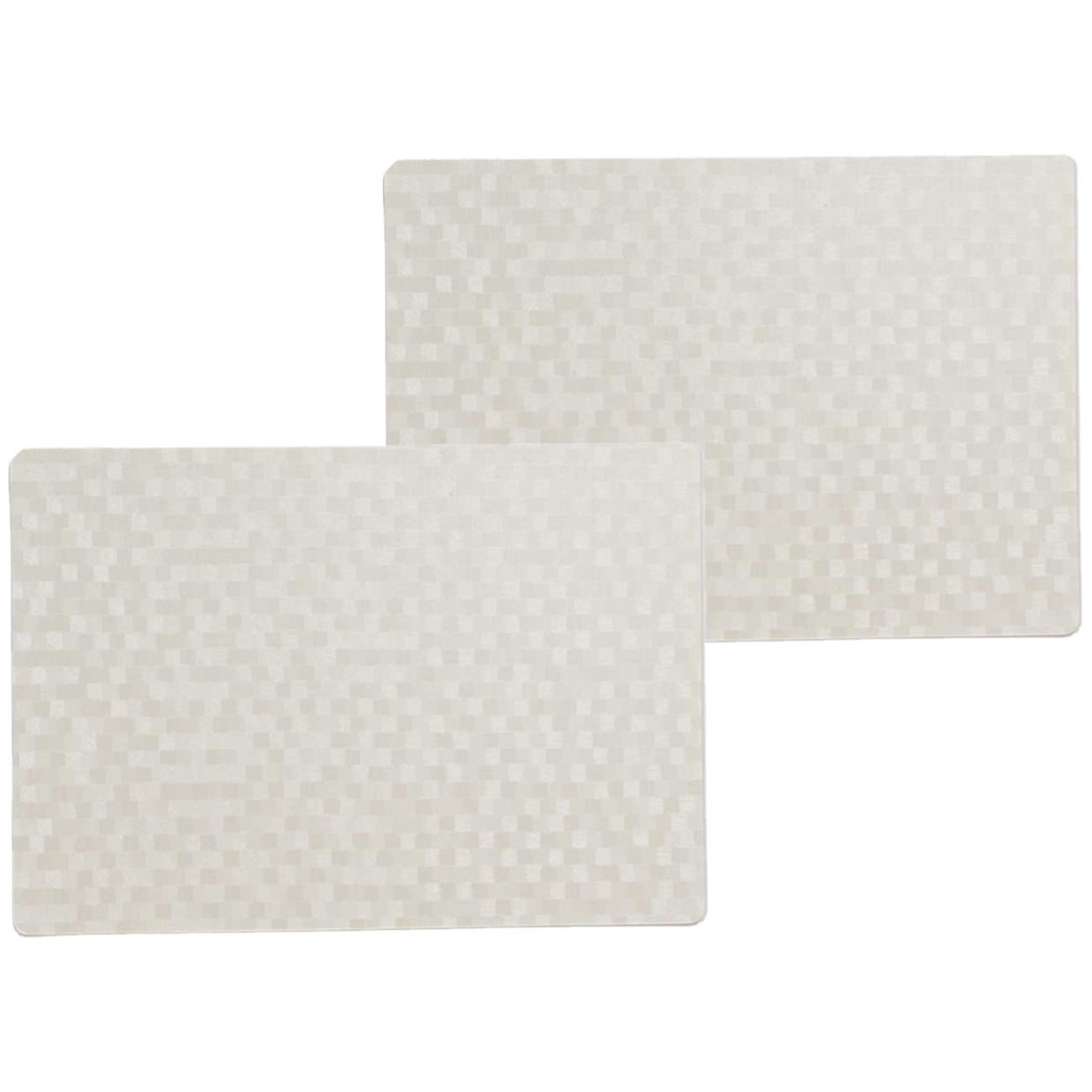 Wicotex luxe tafel placemats Stones - 10x stuks - PVC - wit - 30 x 43 cm - met anti slip - en PU coa -