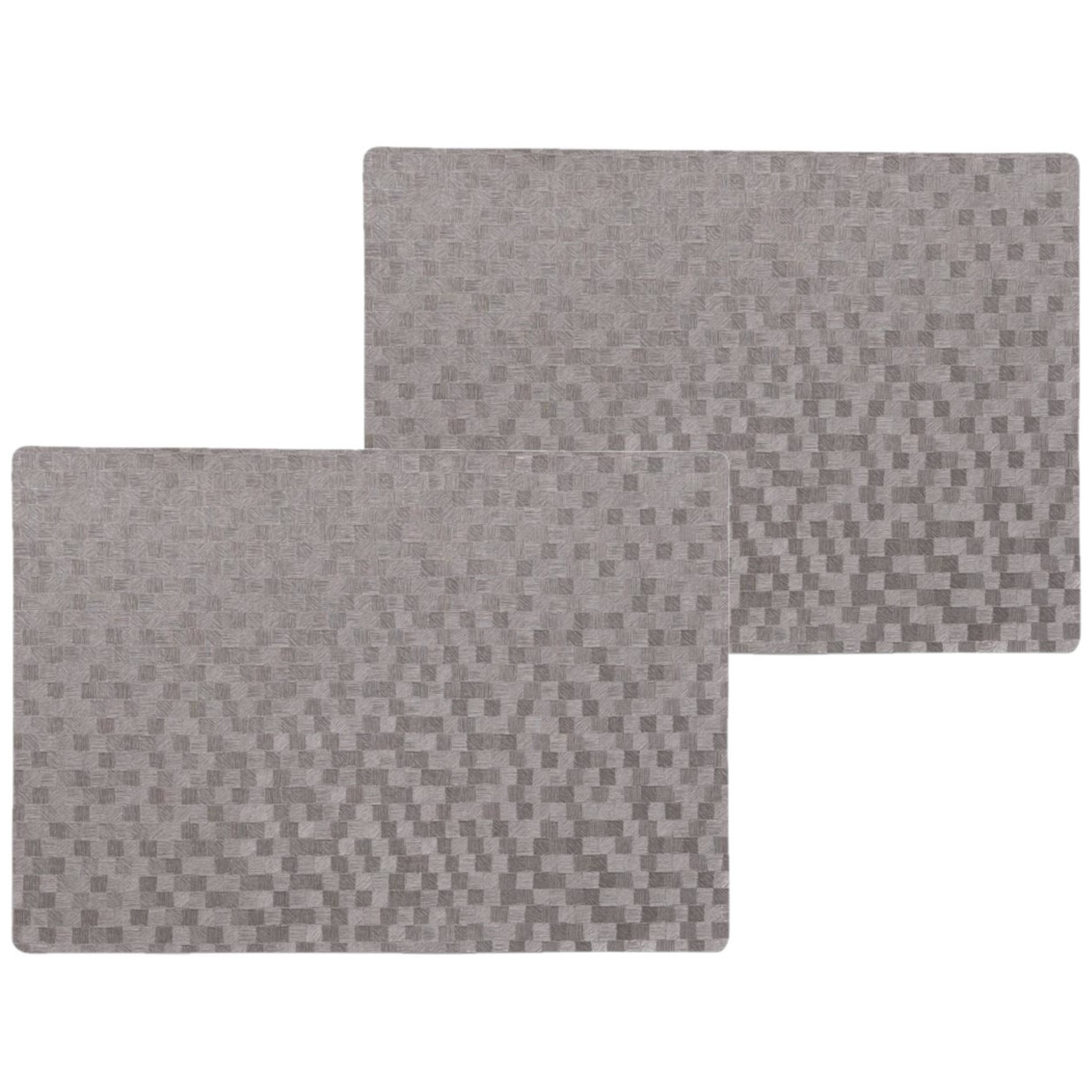 Wicotex luxe tafel placemats Stones - 12x stuks - PVC - grijs - 30 x 43 cm - met anti slip - en PU c -