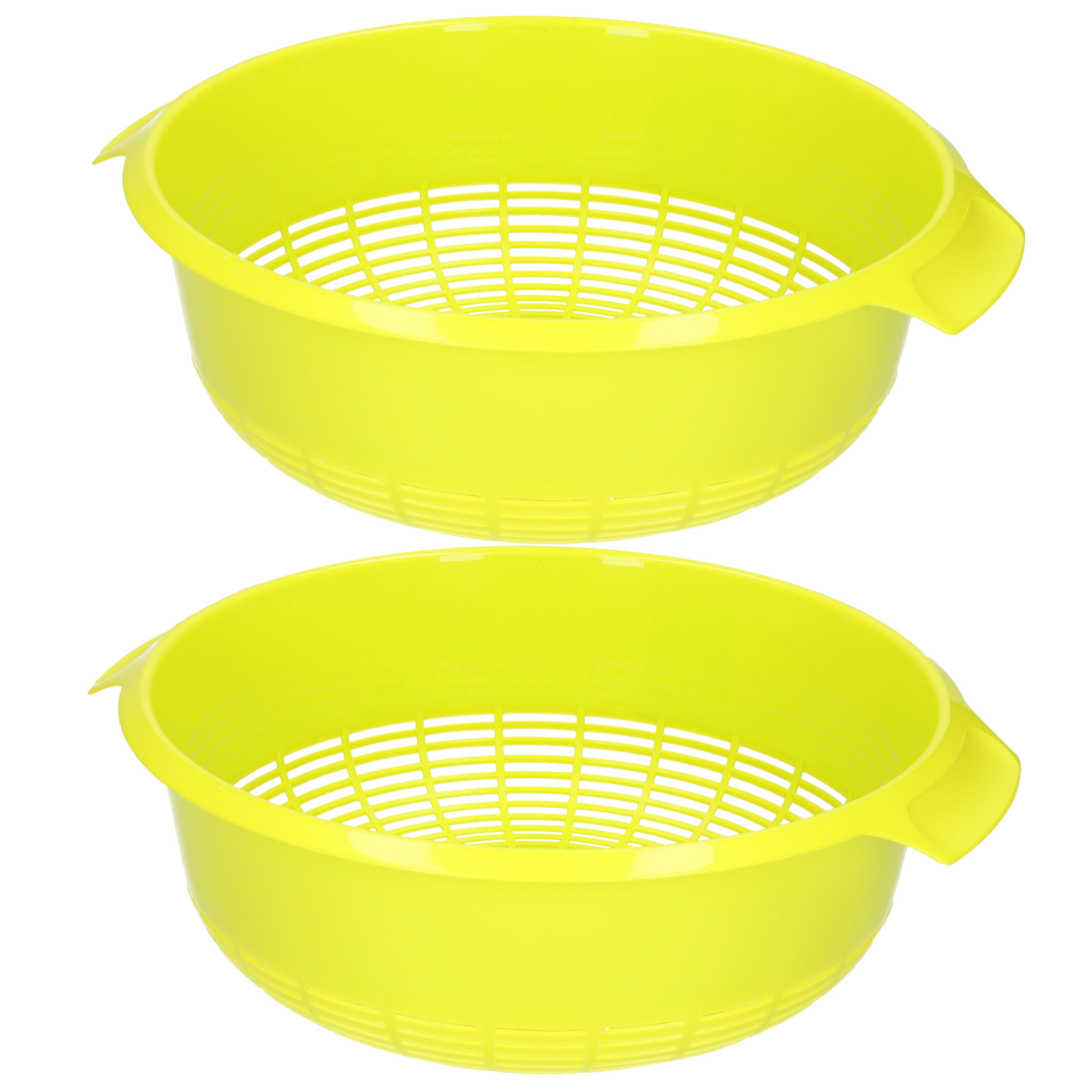 PlasticForte keuken vergiet - 2x - groen - 27 x 23 x 9 cm - Laag model - kunststof - keuken accessoi -