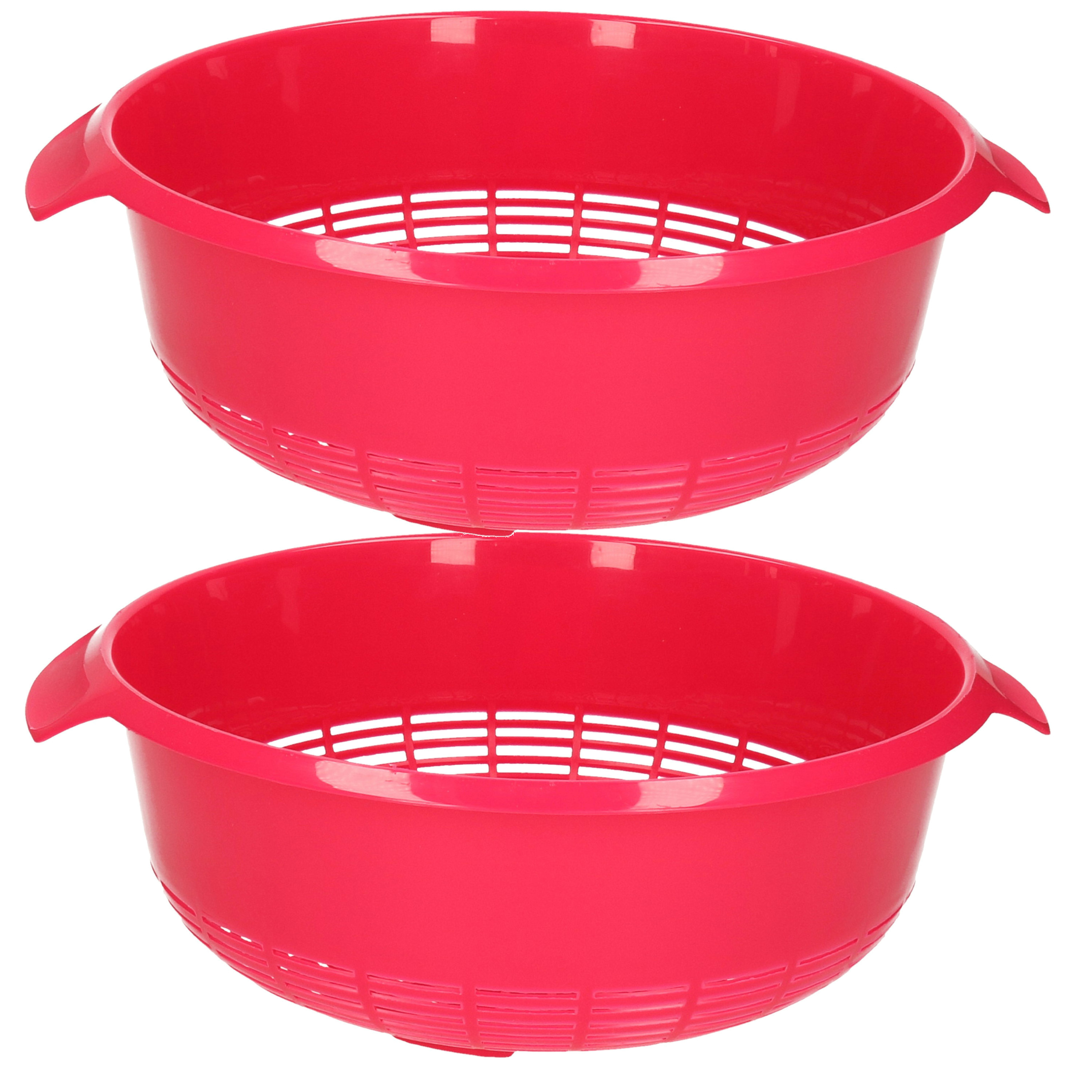 PlasticForte keuken vergiet - 2x - roze - 27 x 23 x 9 cm - Laag model - kunststof - keuken accessoir -