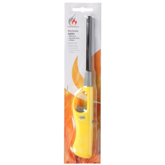 Merkloos Gele barbecue aansteker/gasaansteker navulbaar 26 cm -