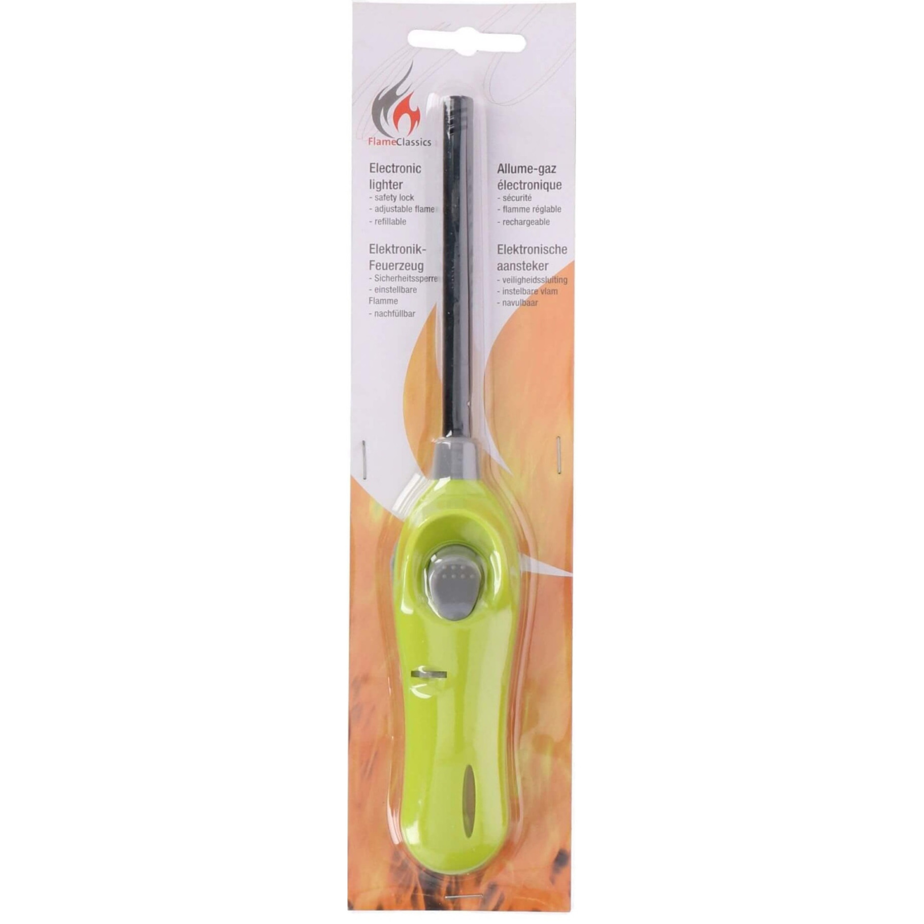 Merkloos Lime groene barbecue aansteker/gasaansteker navulbaar 26 cm -