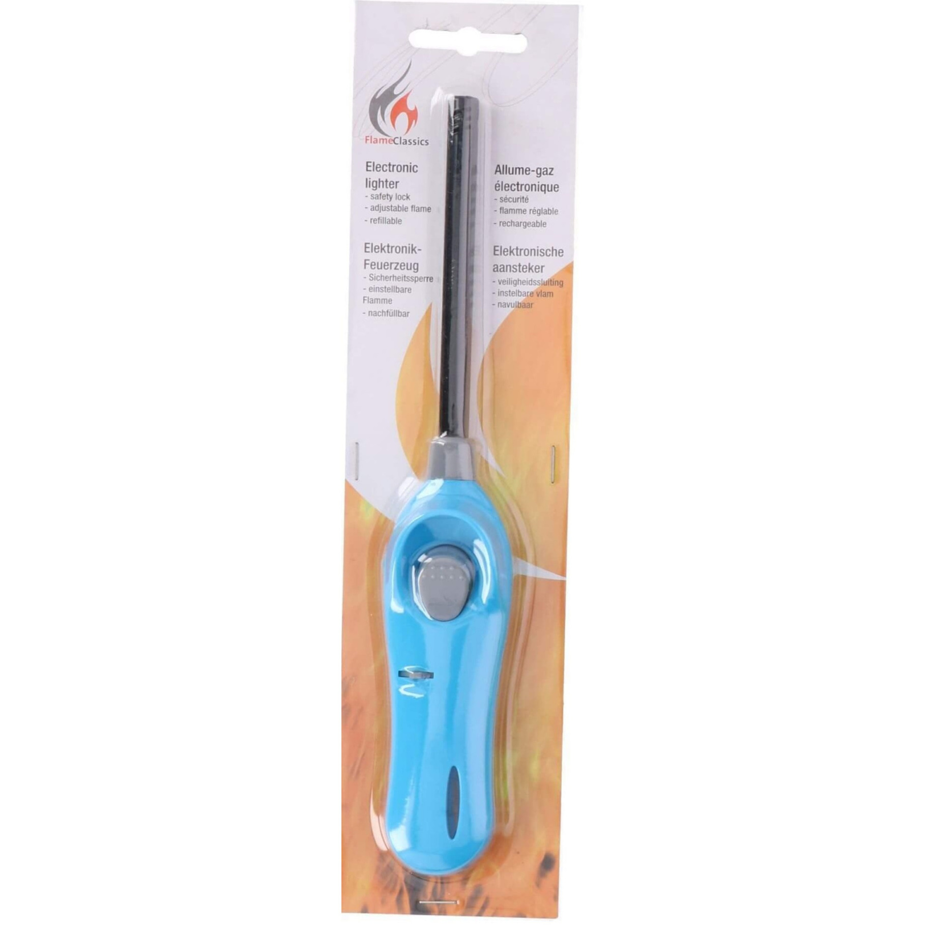 Merkloos Blauwe barbecue aansteker/gasaansteker navulbaar 26 cm -