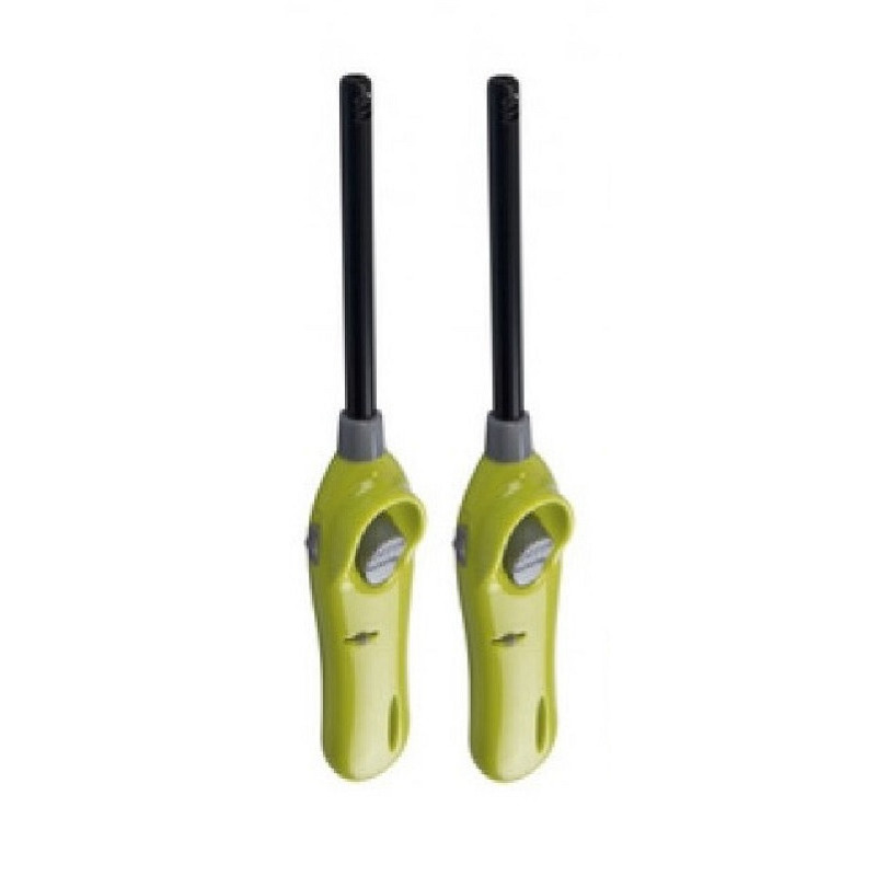 Merkloos Set van 2x stuks lime groene barbecue aanstekers/gasaanstekers navulbaar 26 cm -