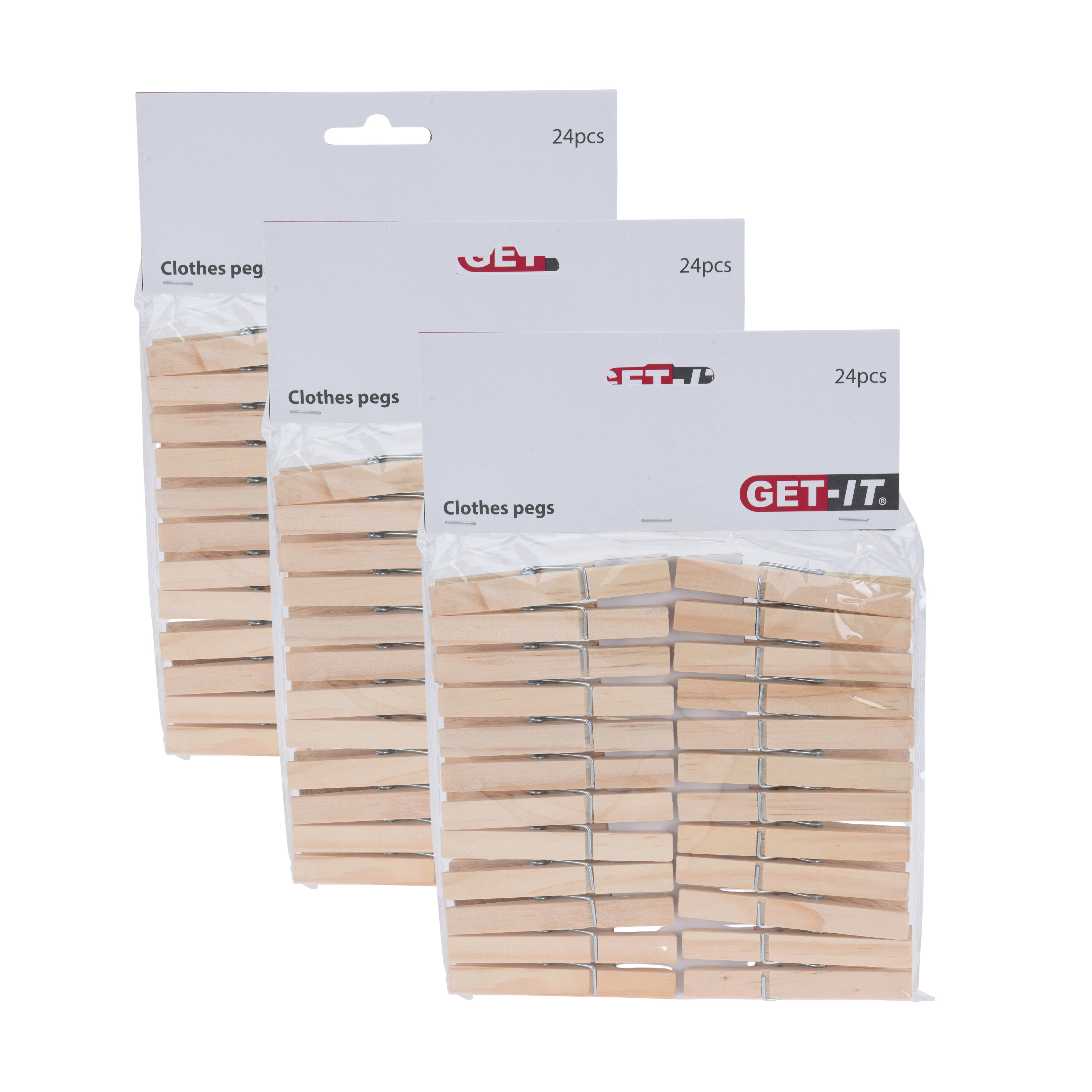 Get-it Wasknijpers naturel van hout - 72x stuks - 7,5 cm - Huishouding - De was doen -