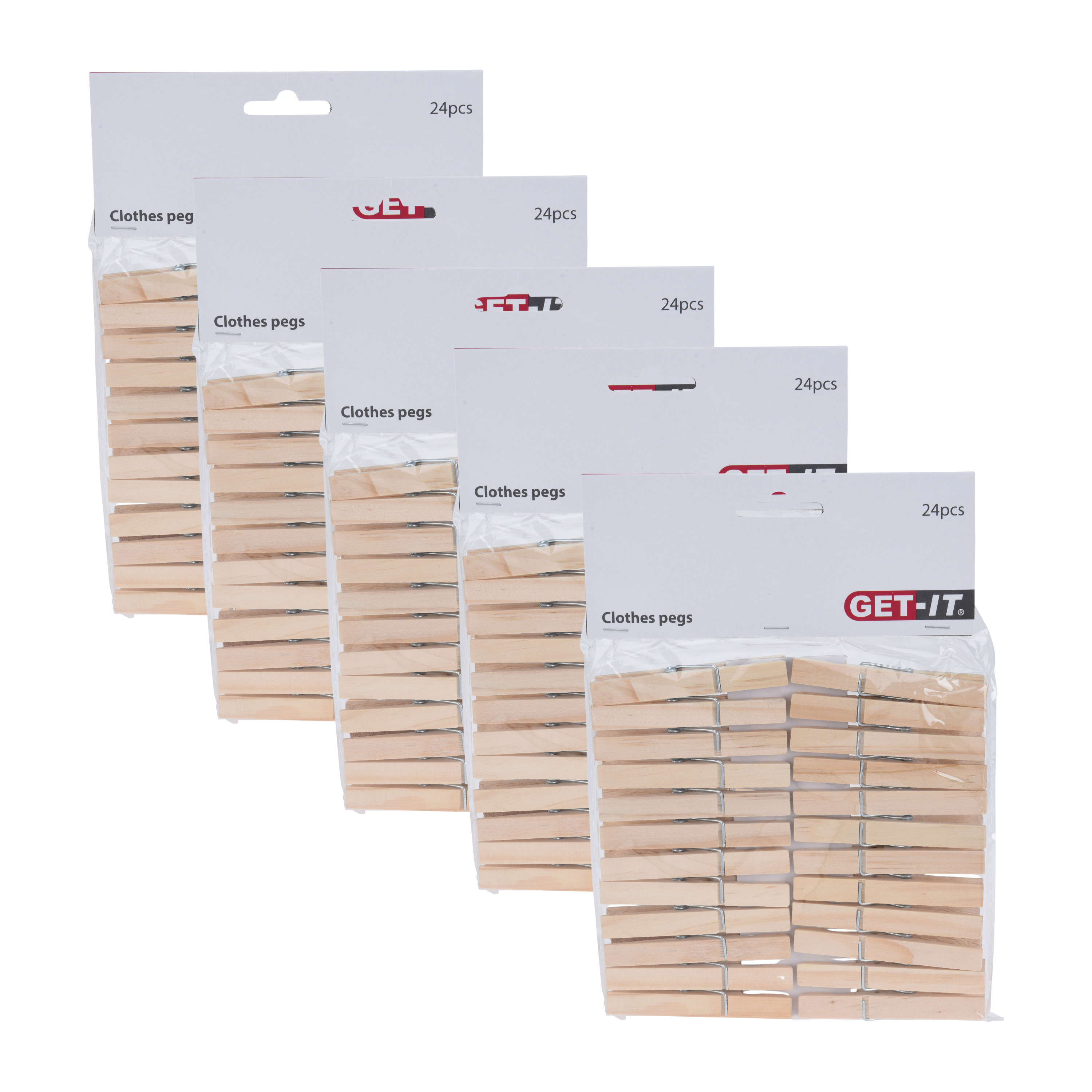 Get-it Wasknijpers naturel van hout - 120x stuks - 7,5 cm - Huishouding - De was doen -