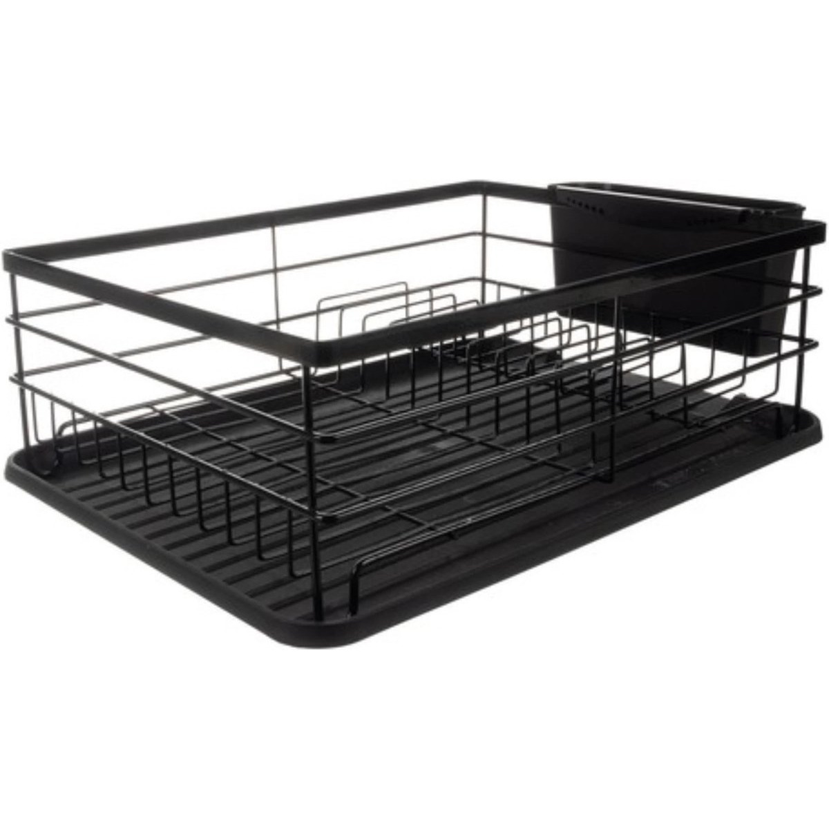 Ruhhy Afwas afdruiprek - met lekbak - staal - zwart - x 31 x 13 cm - met bestekbak -