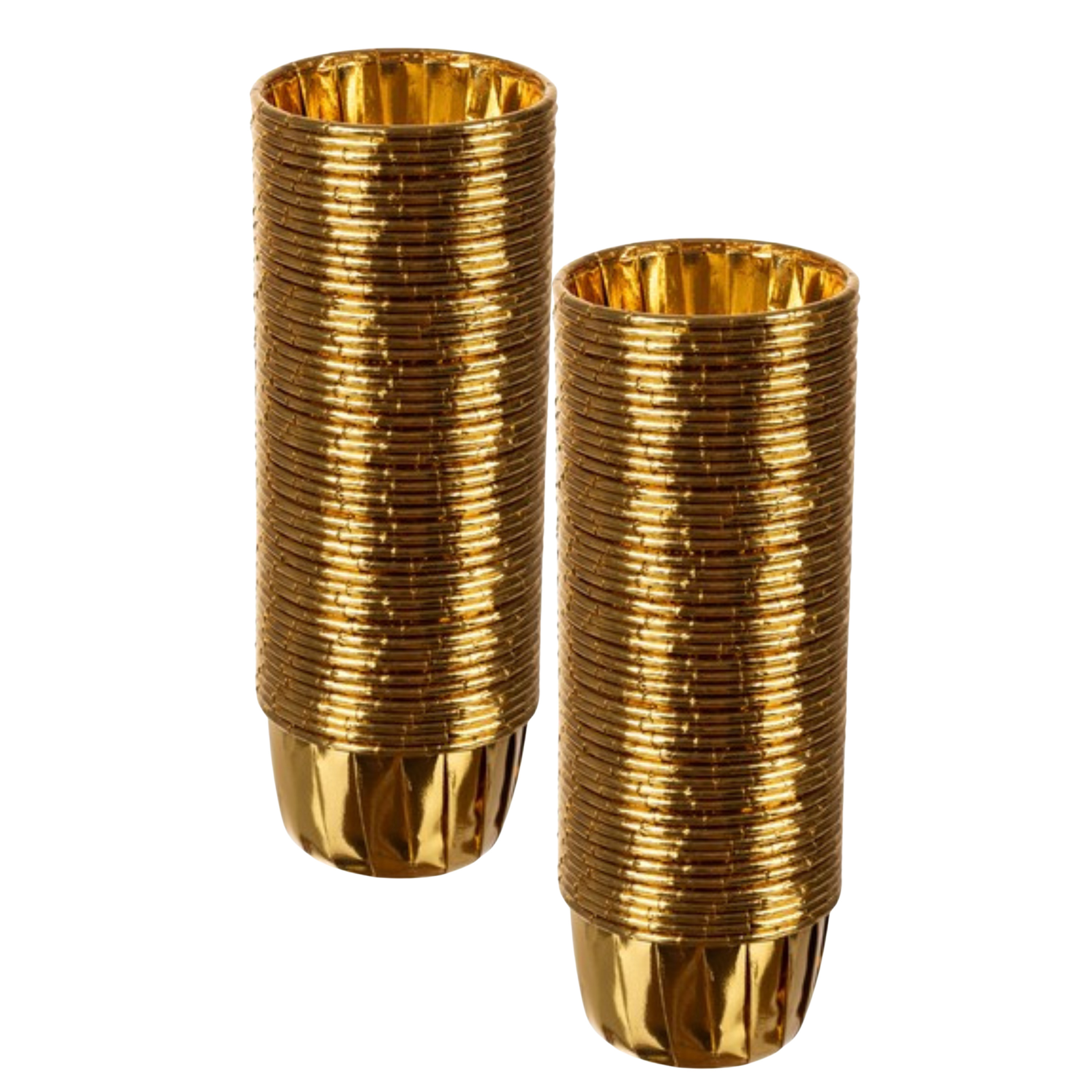 Ruhhy Muffinvormpjes - 100x stuks - goud - 3,5 x 6 cm - cupcake vorm - papier - aluminiumfolie -
