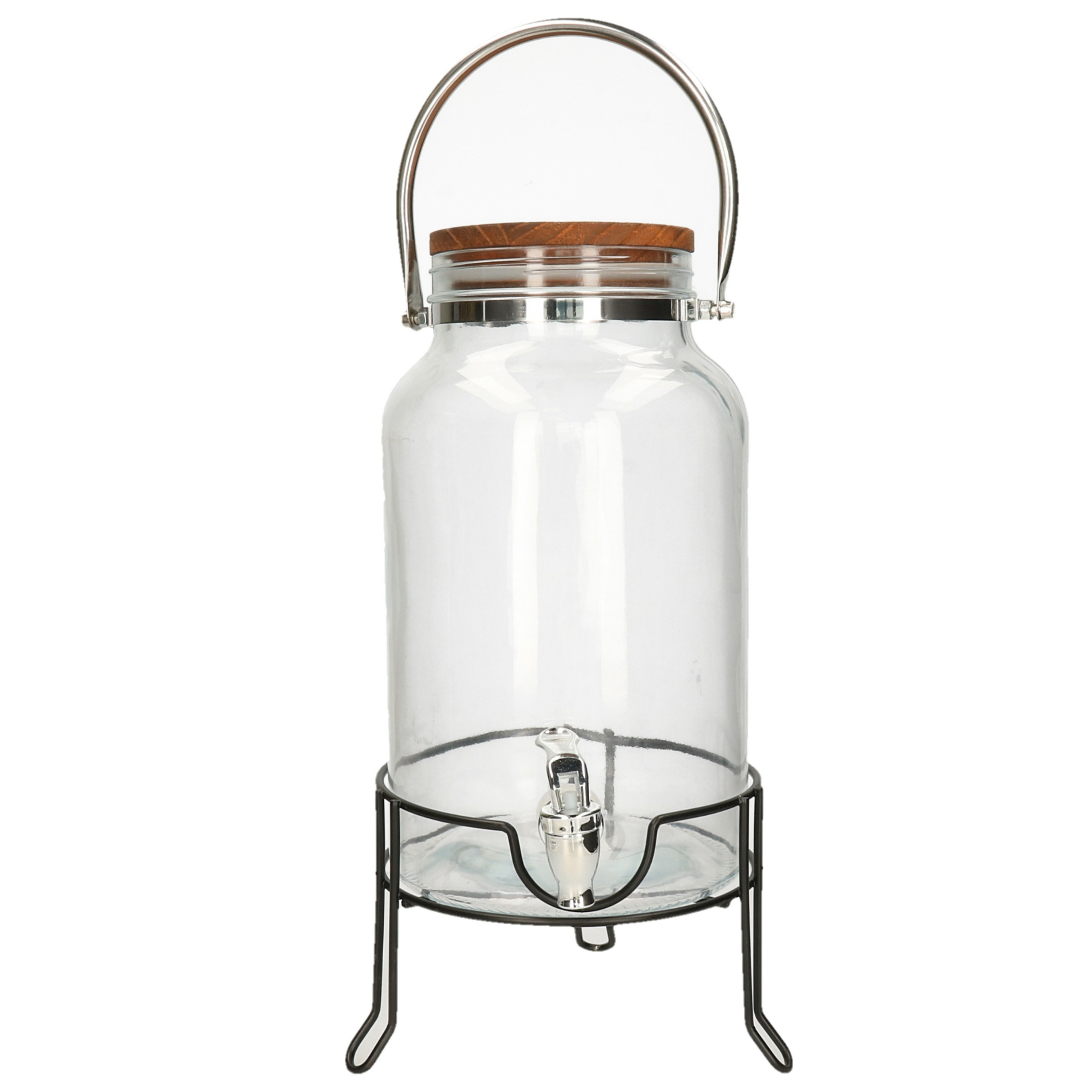 Svenska Living Drankdispenser/limonadedispenser op verhoger - 6L - glas - RVS/zwart - 18 x 21 x 31 cm -
