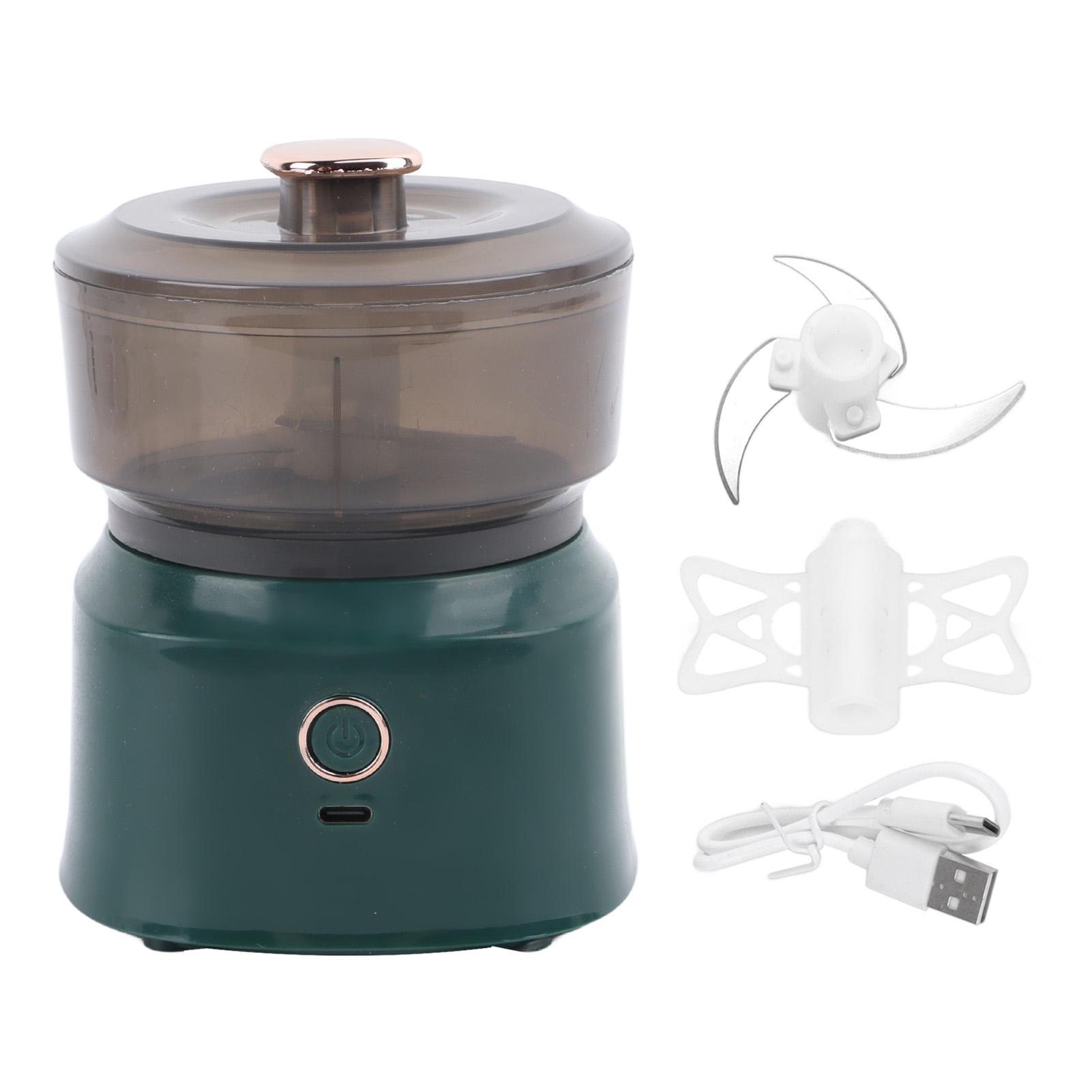 OutsideWorld Elektrische Vleesmolen Elektrisch Pellen Knoflookstamper Keuken Voedselhakker USB Opladen Vleesmolen L(for 6.5-9kg) groen